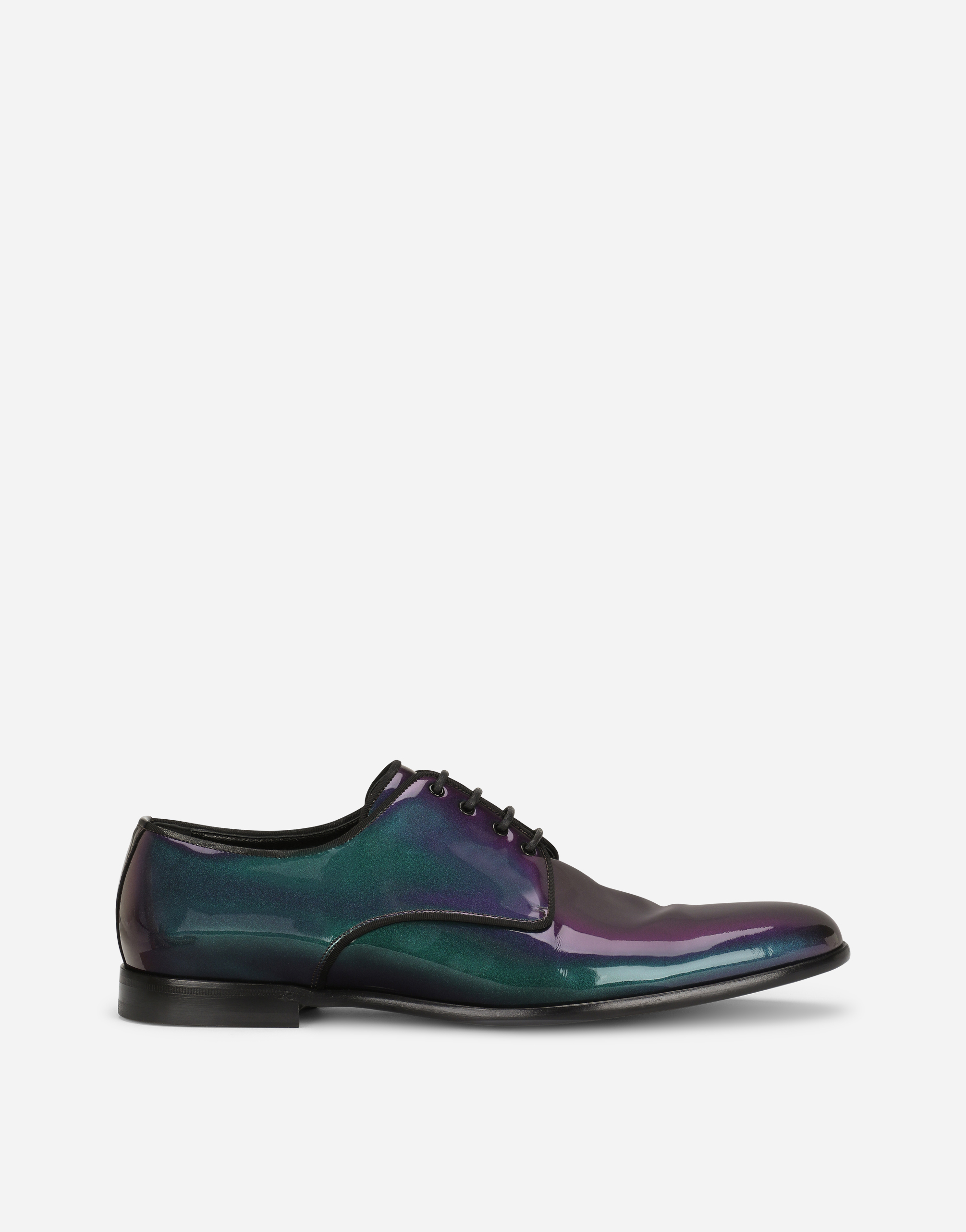 Iridescent patent leather Derby shoes in Multicolor