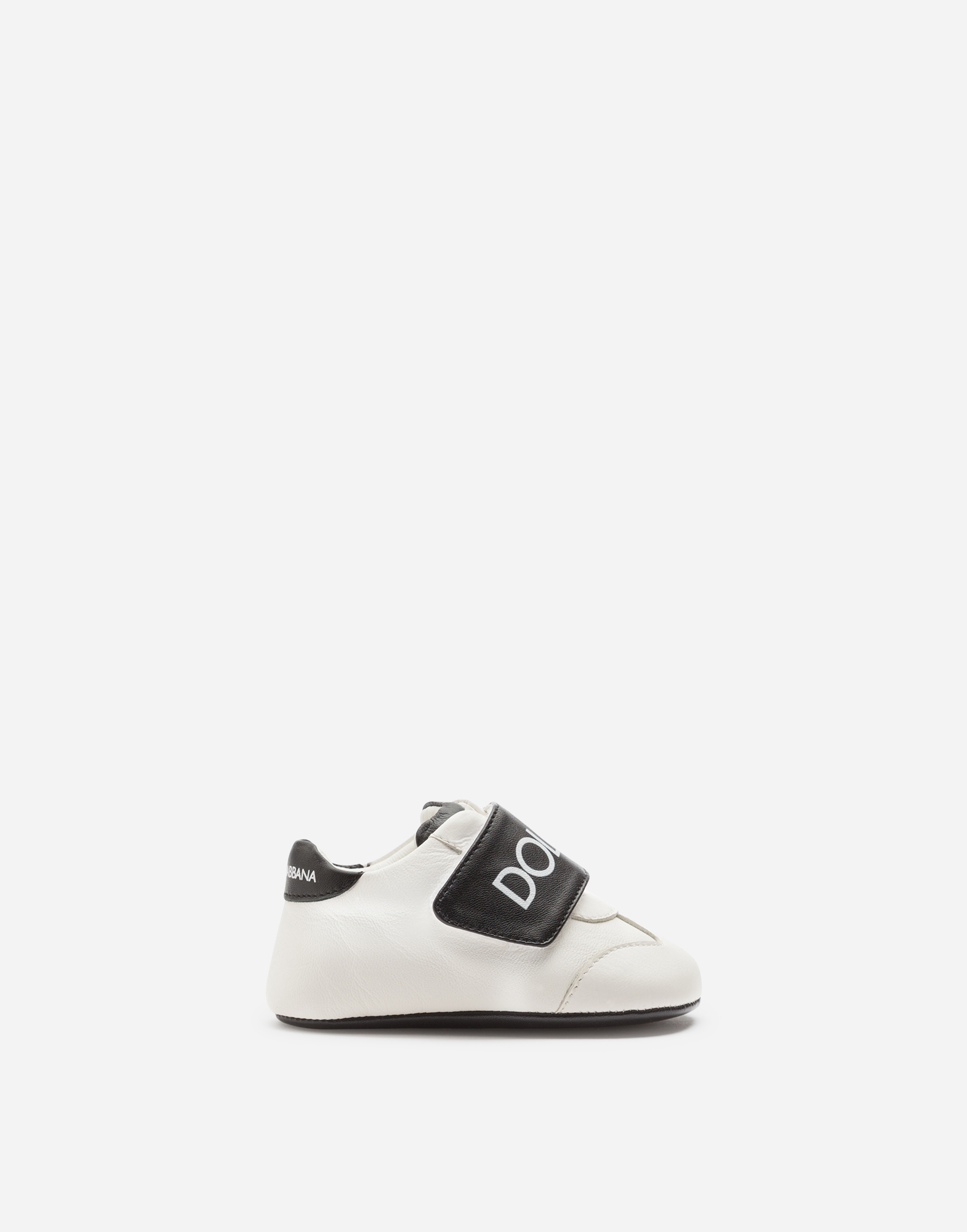 Two-tone nappa leather sneakers with logo in White/Black