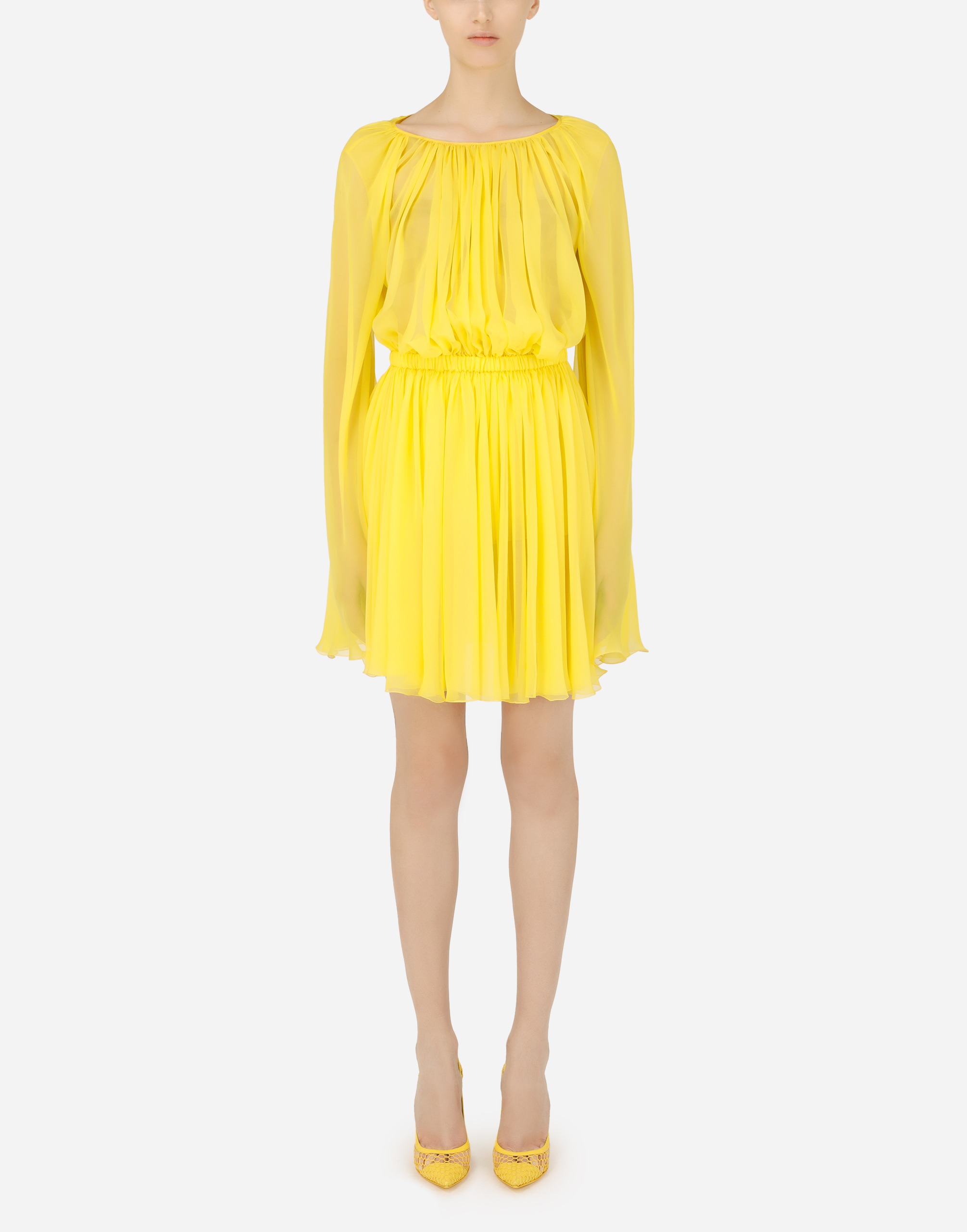 Short chiffon dress in Yellow