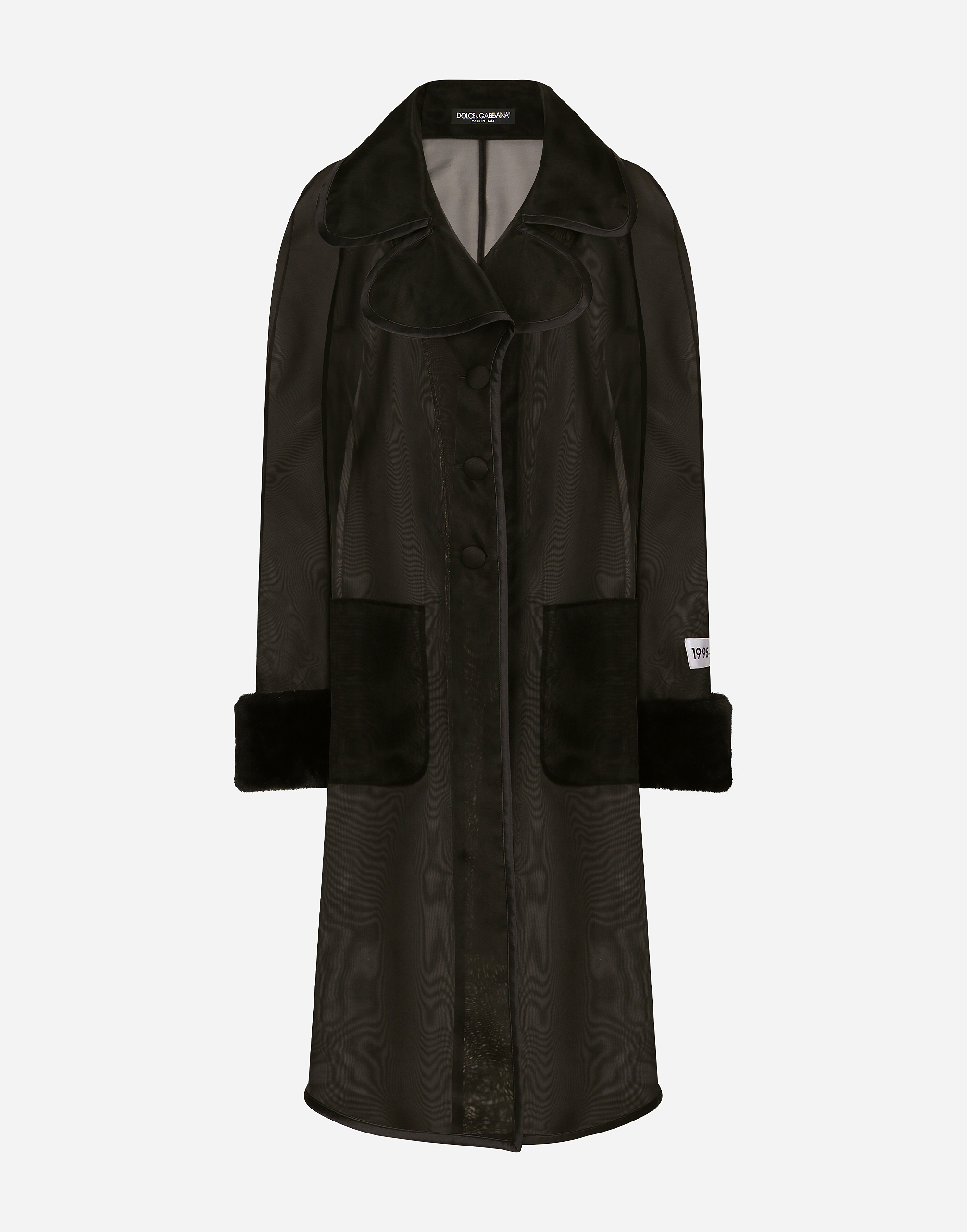 Dolce & Gabbana Organza Trench Coat With The Re-edition Label In Black