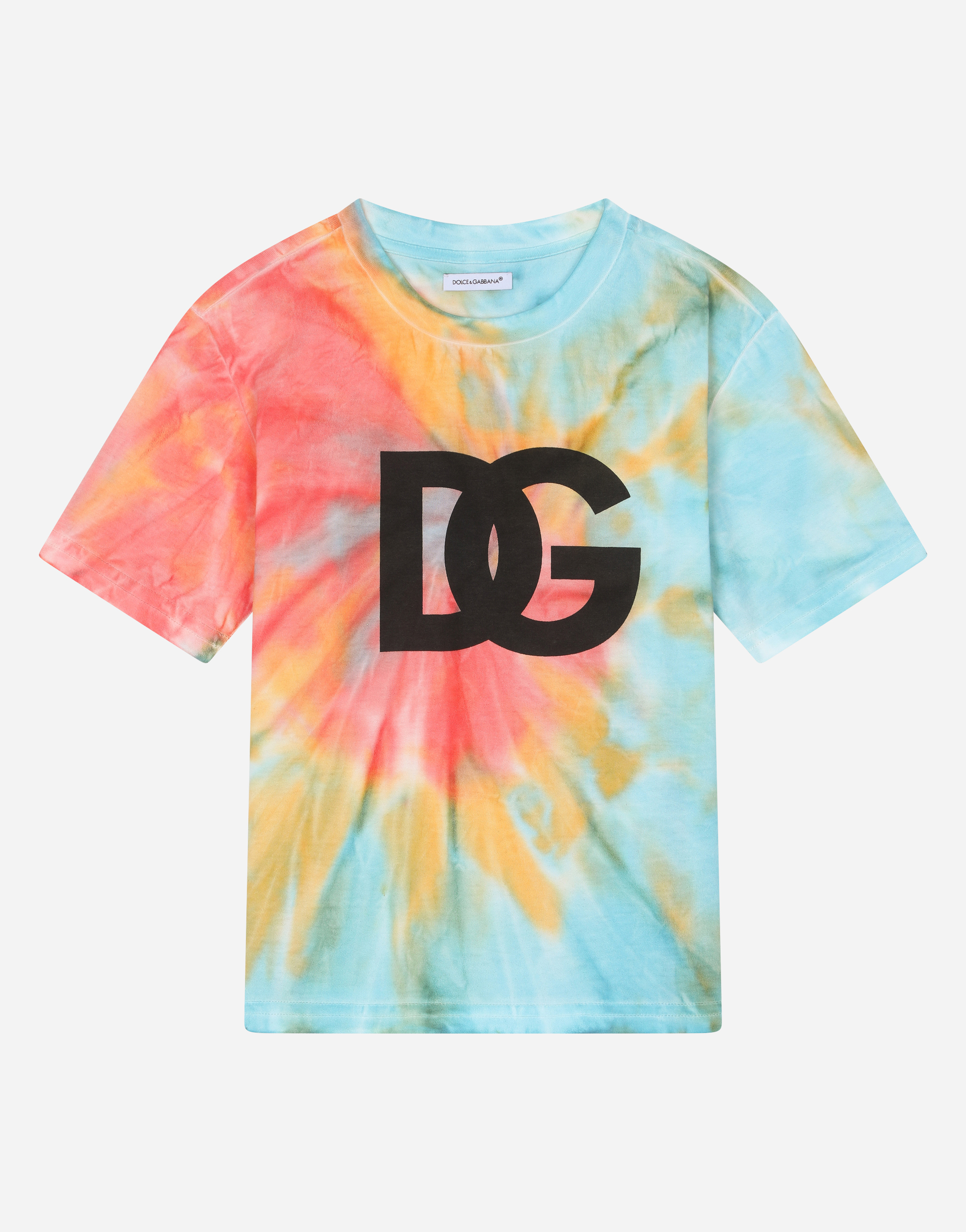Jersey T-shirt with tie-dye DG logo print in Multicolor