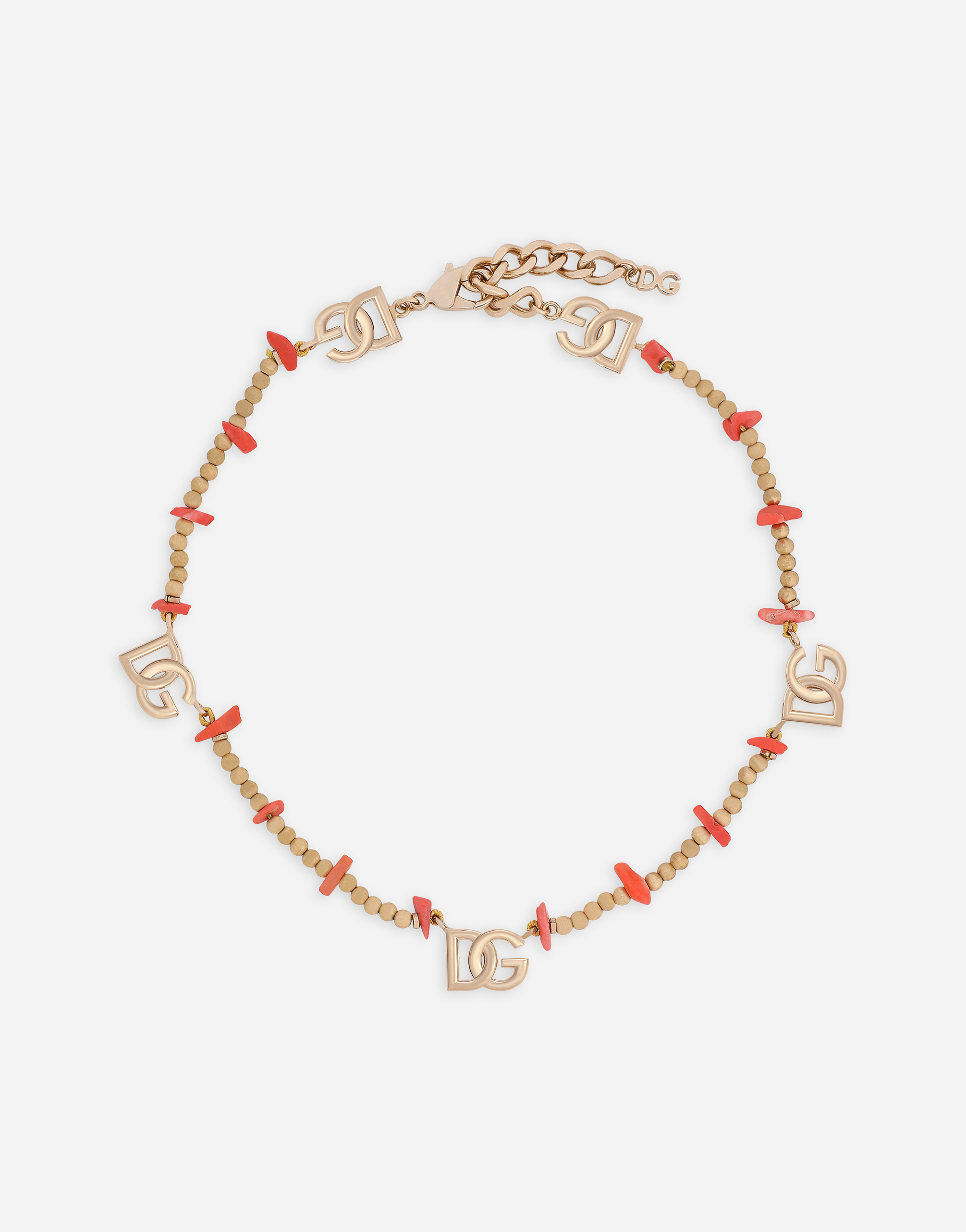 Choker with resin coral embellishment in Gold