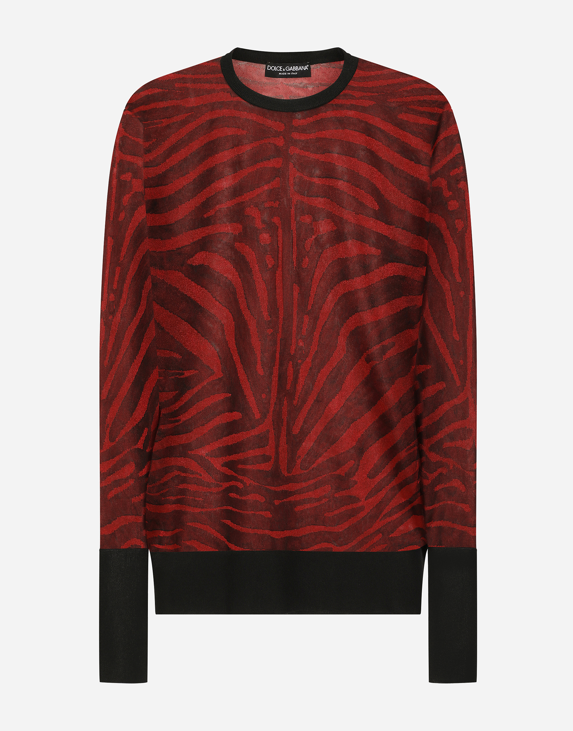 Sheer zebra-design jacquard sweater in Multicolor