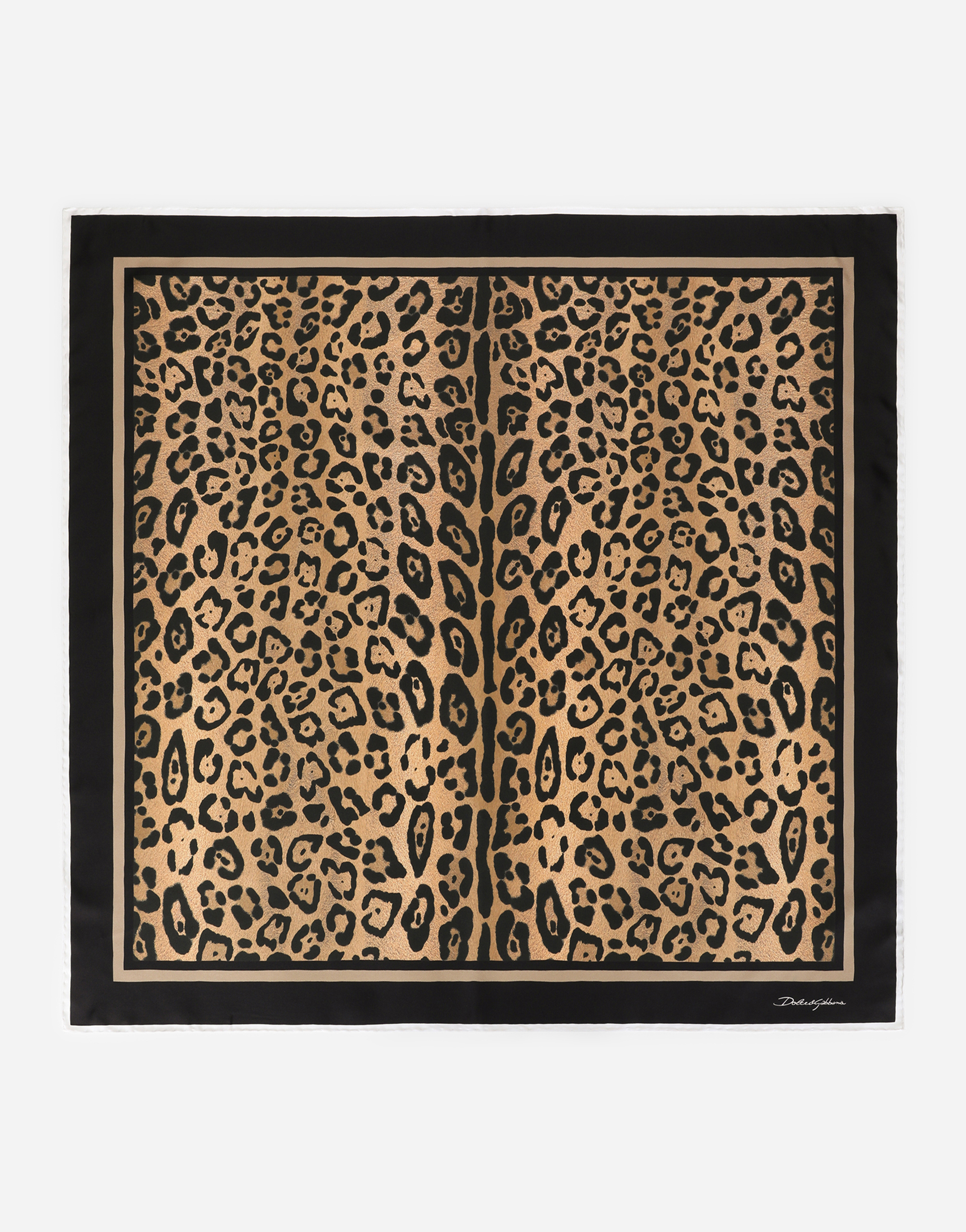 Leopard-print twill scarf (90 x 90) in Multicolor