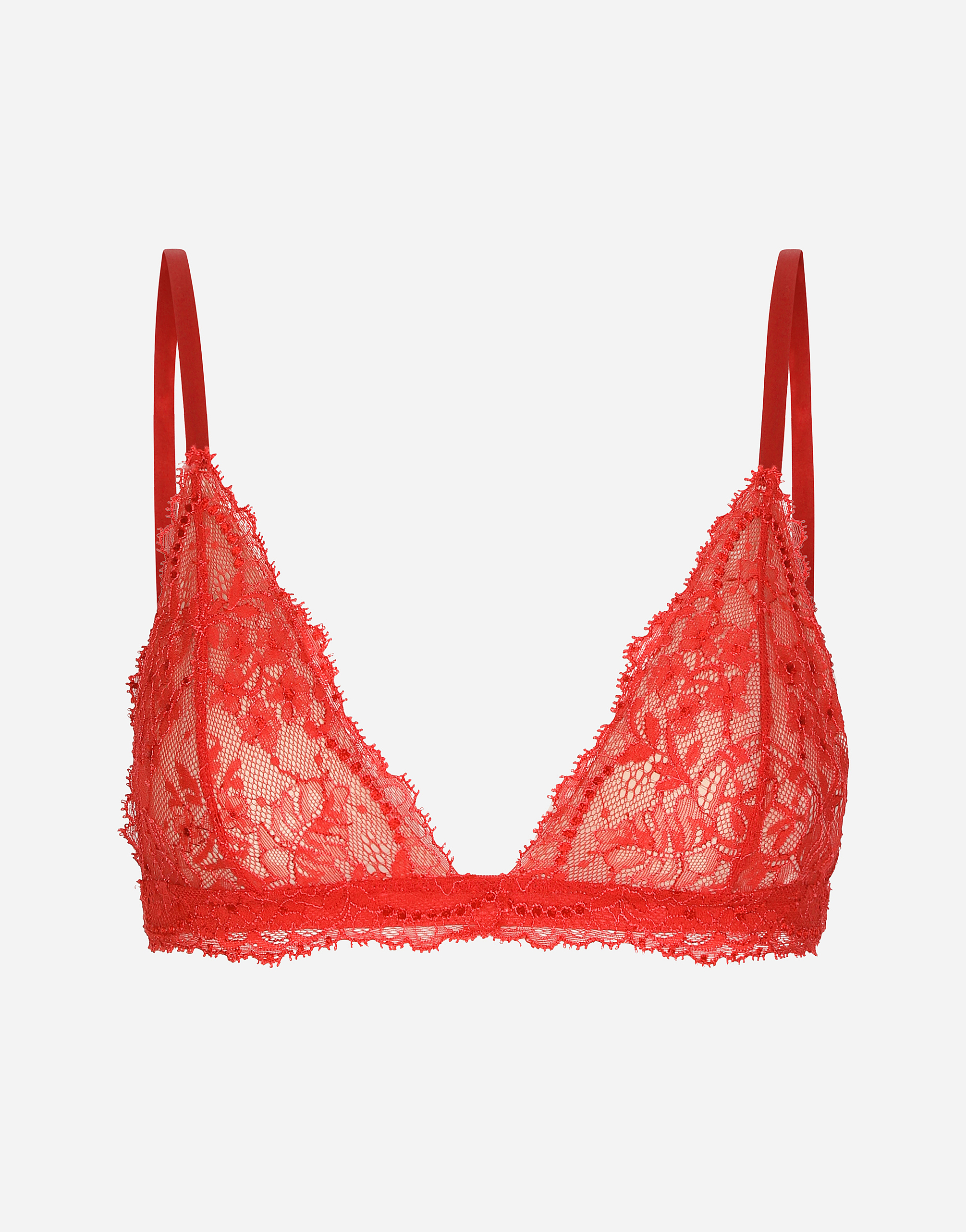 Chantilly lace triangle bra in Red