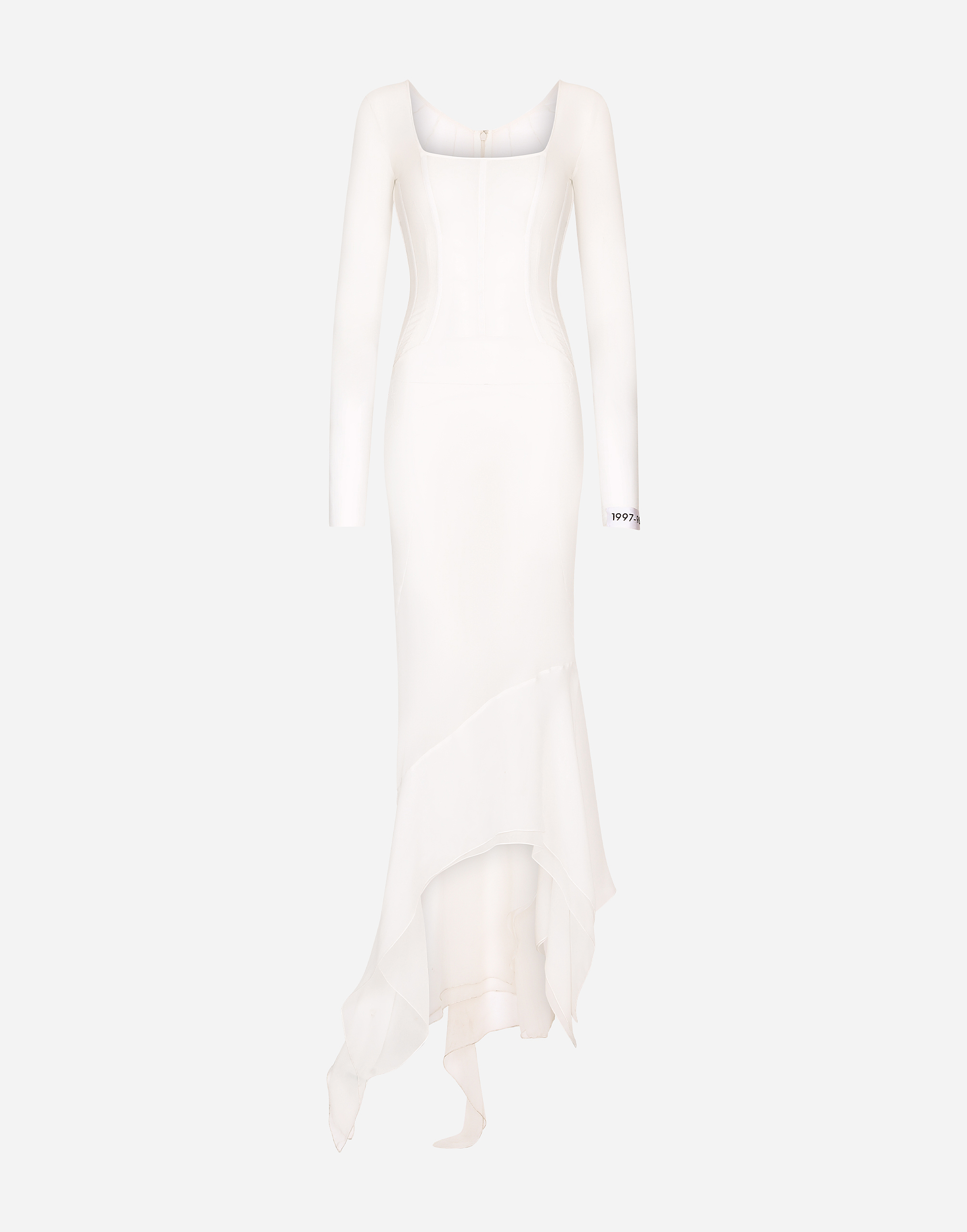 Dolce & Gabbana Long Georgette Dress With Corset Detailing In White