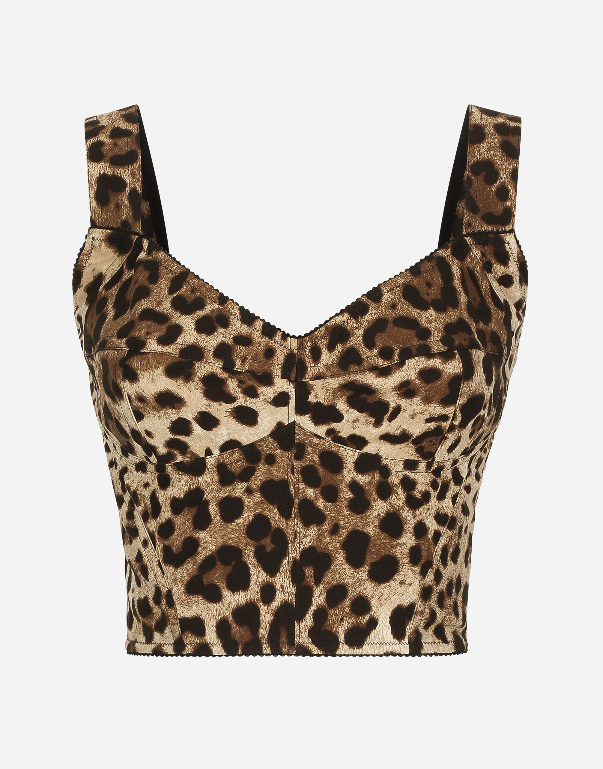 Leopard-print charmeuse bustier top  in Multicolor