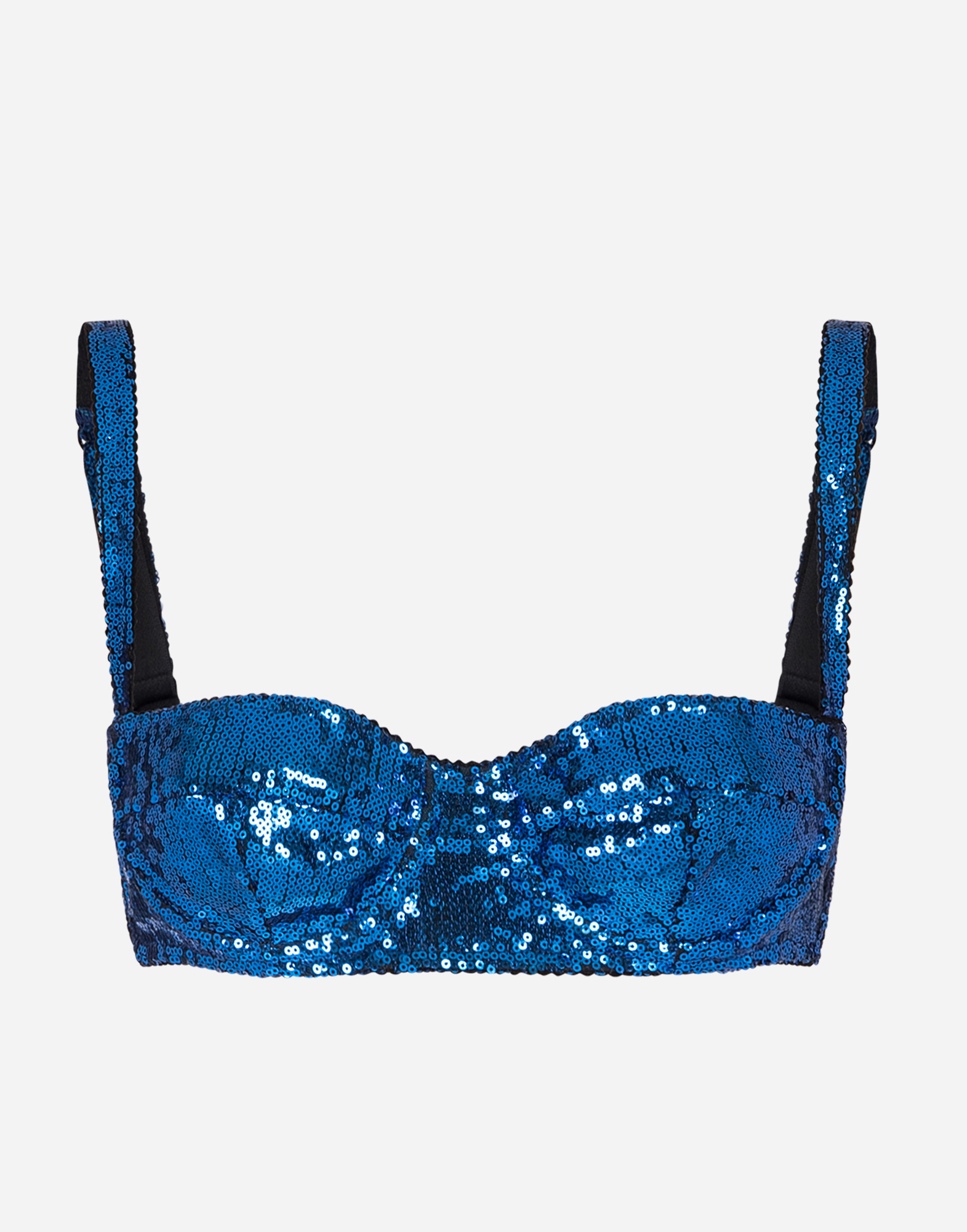 Sequined semi-padded balconette bra in Turquoise