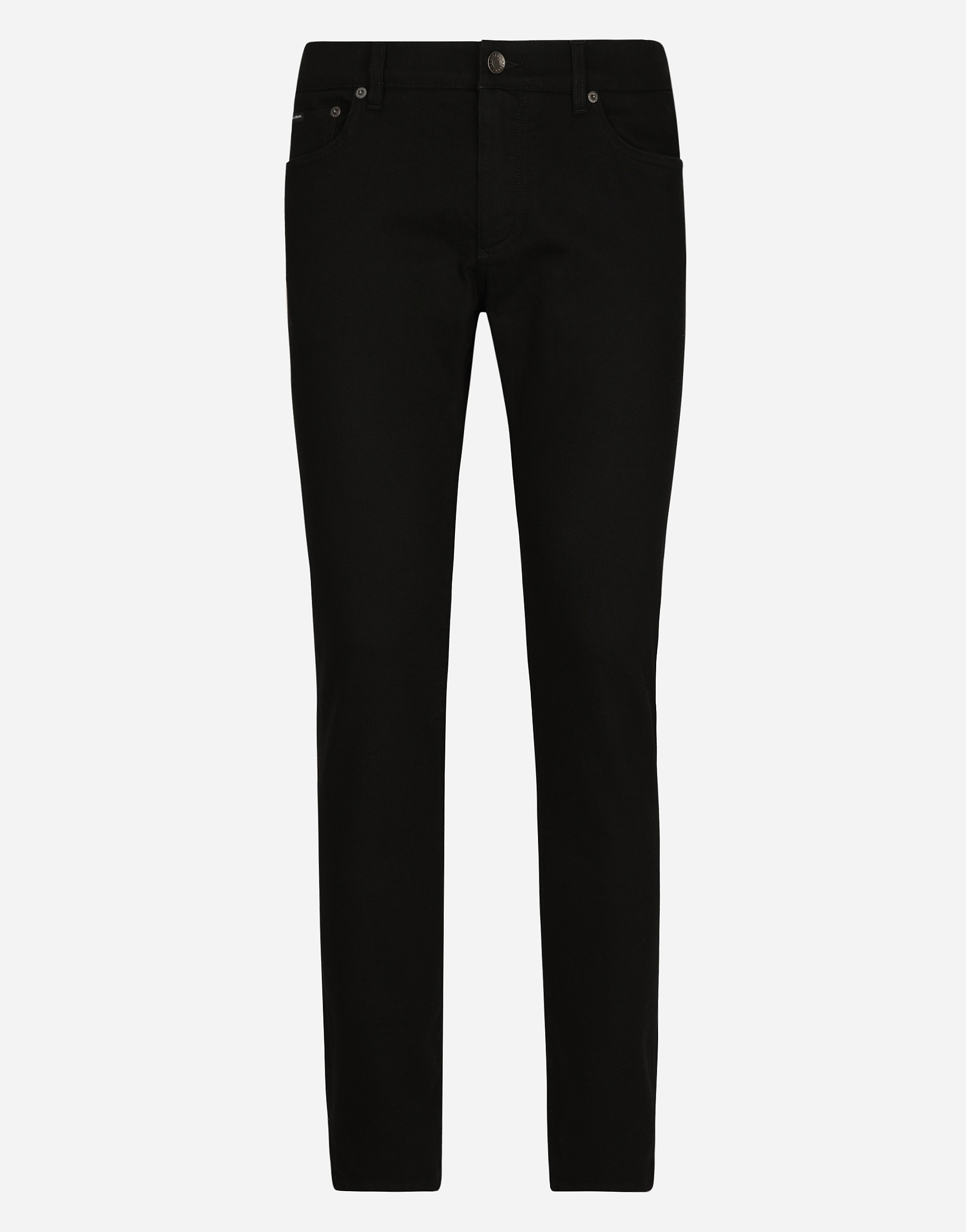 Washed black slim-fit stretch jeans in Multicolor