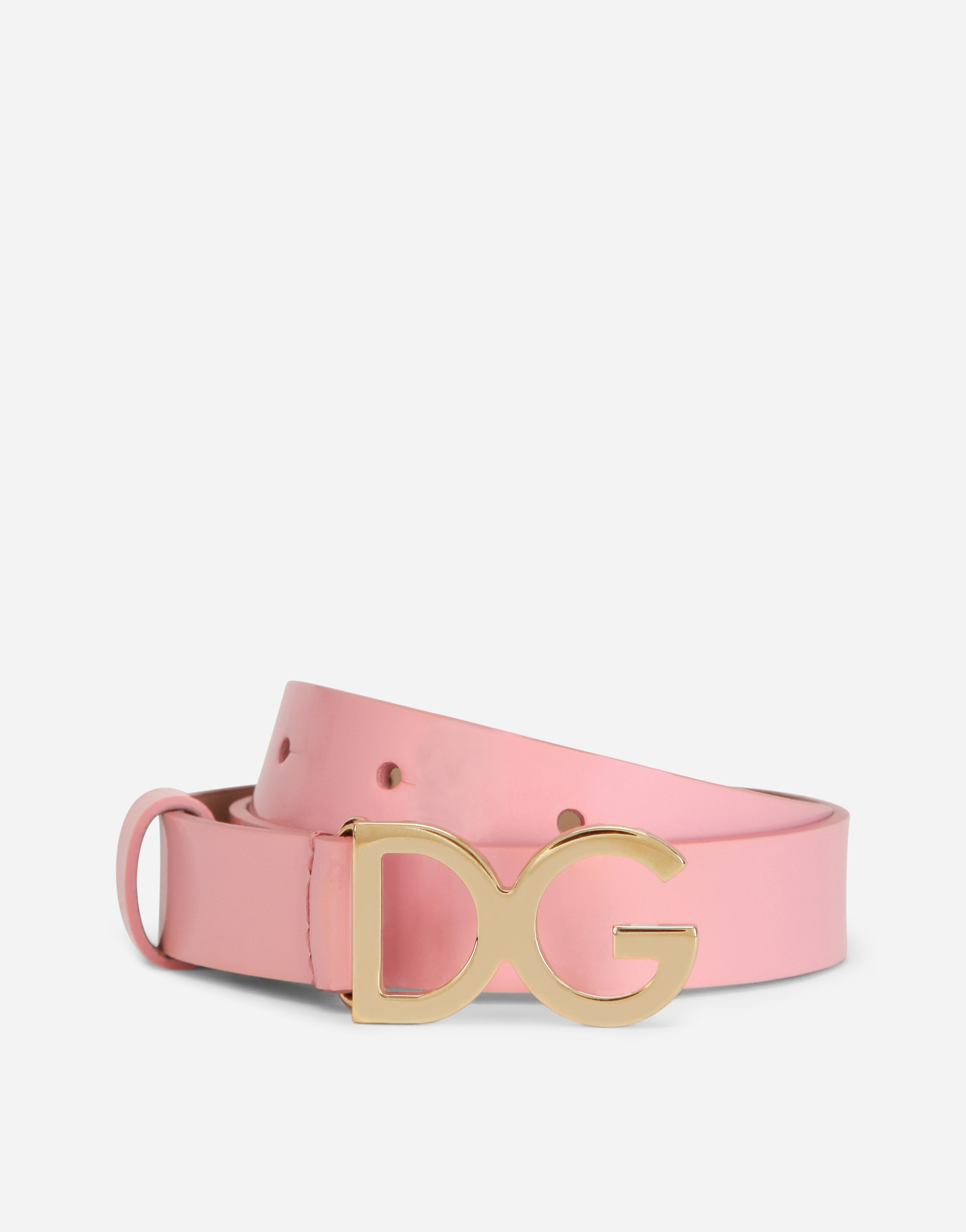 Patent leather belt with DG buckle in Pink