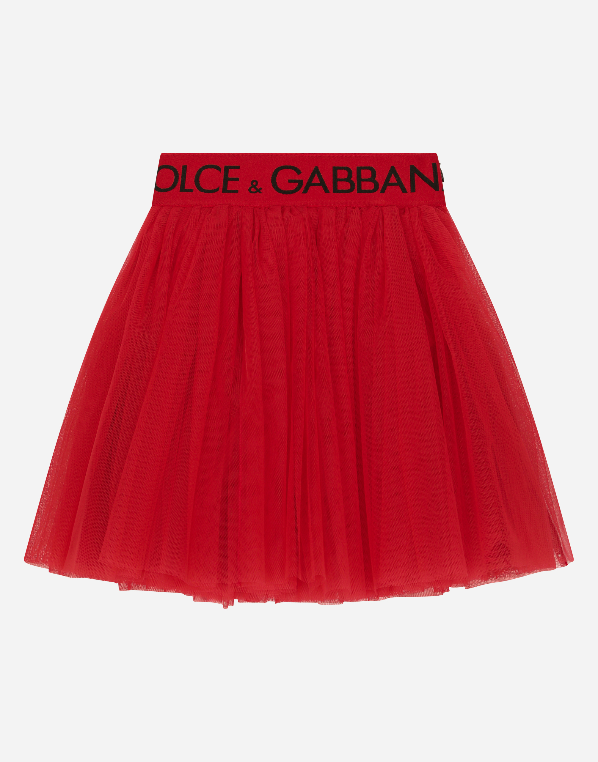 DOLCE & GABBANA MULTI-LAYERED TULLE MIDI SKIRT WITH BRANDED ELASTIC