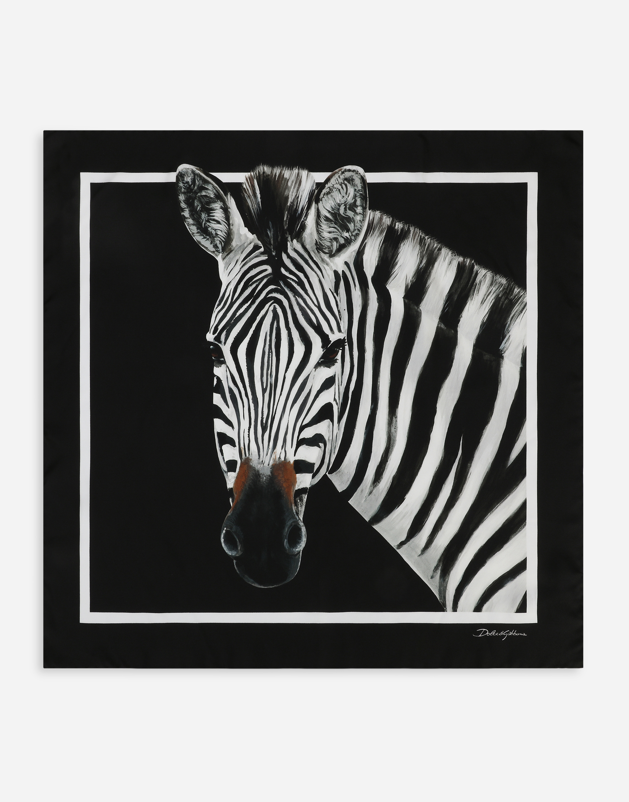 Zebra-print twill scarf (70 x 70) in Multicolor