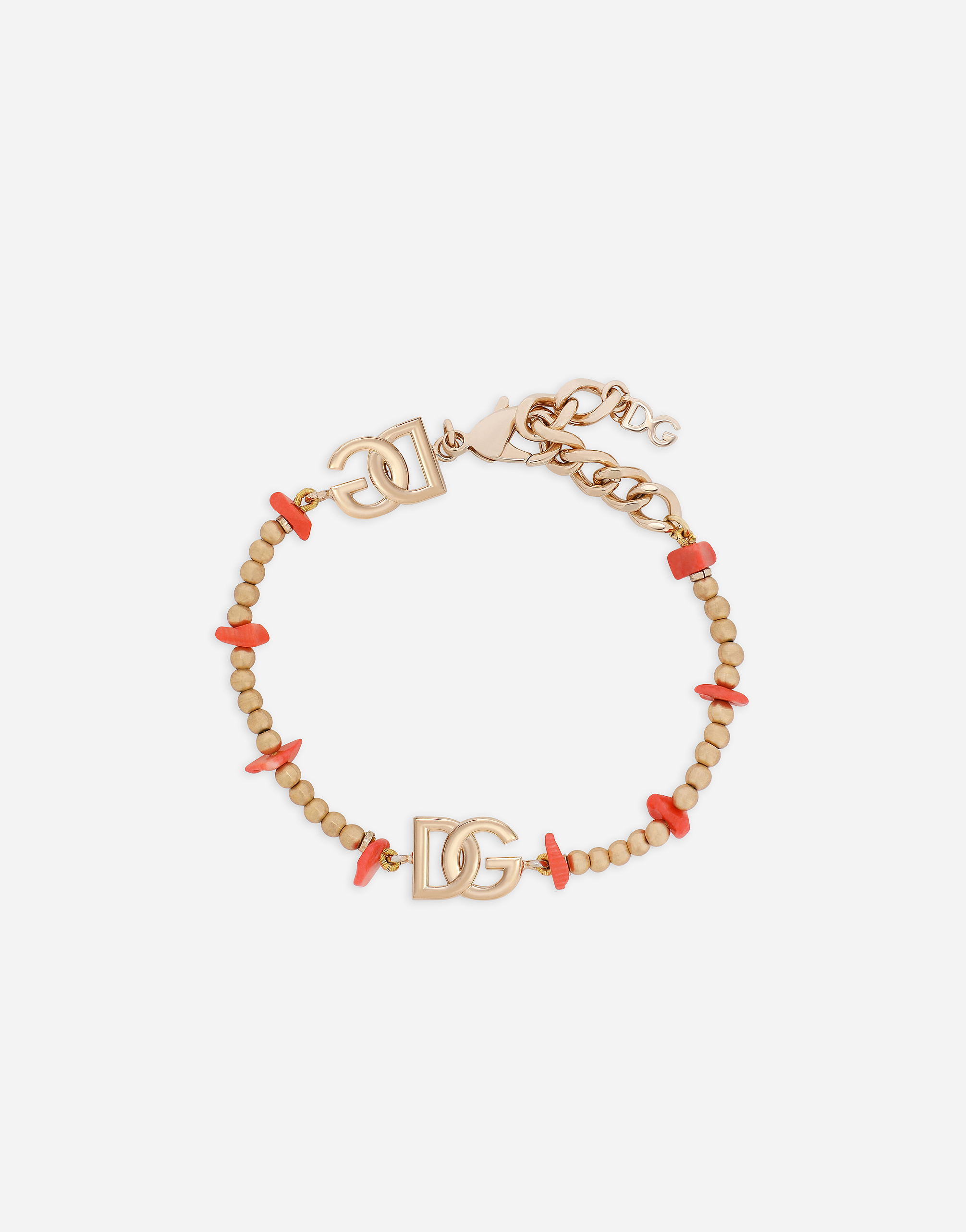 Bracelet with resin coral and DG logo embellishment in Gold