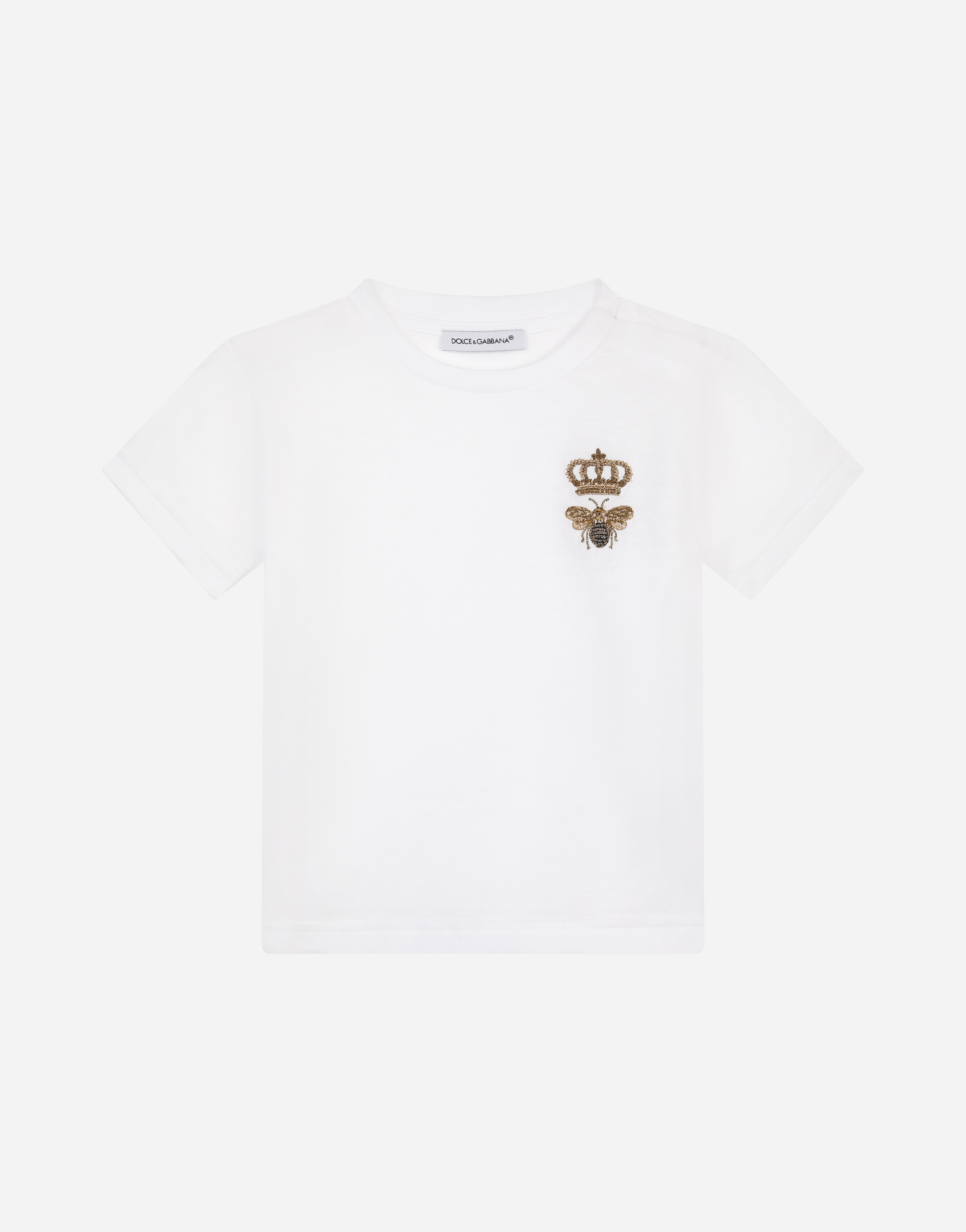Jersey T-shirt with bee embroidery in White