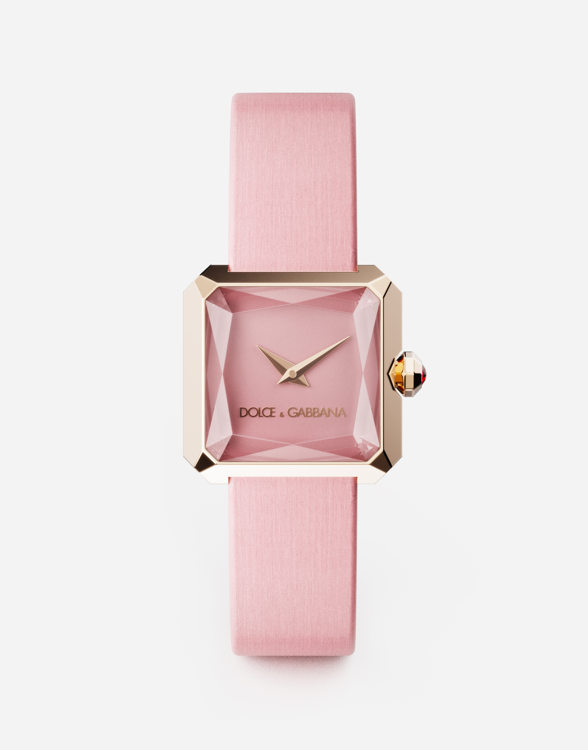 Gold watch with silk strap in Pink