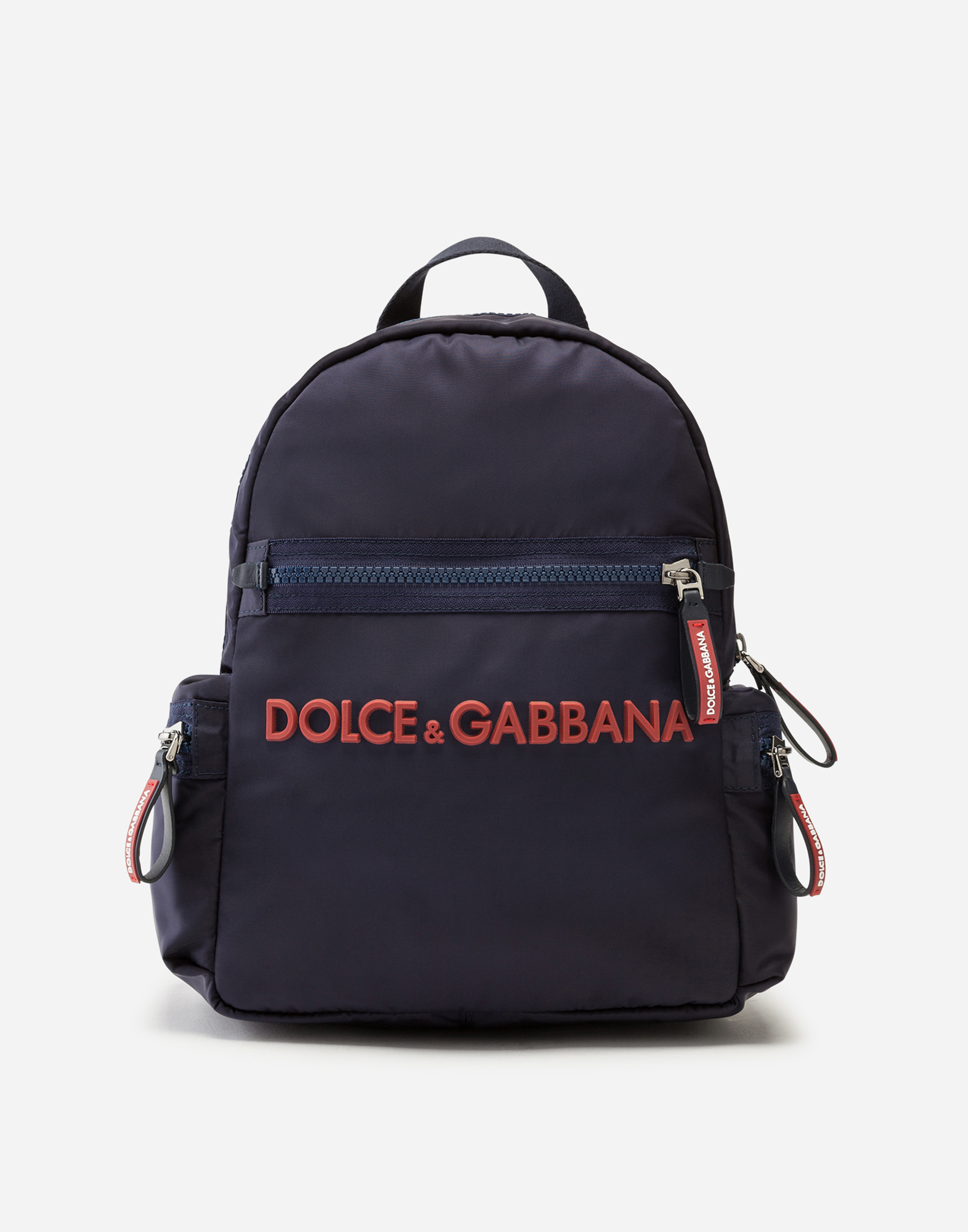 Dolce & Gabbana Kids' Nylon Backpack With Rubberized Logo In Blue