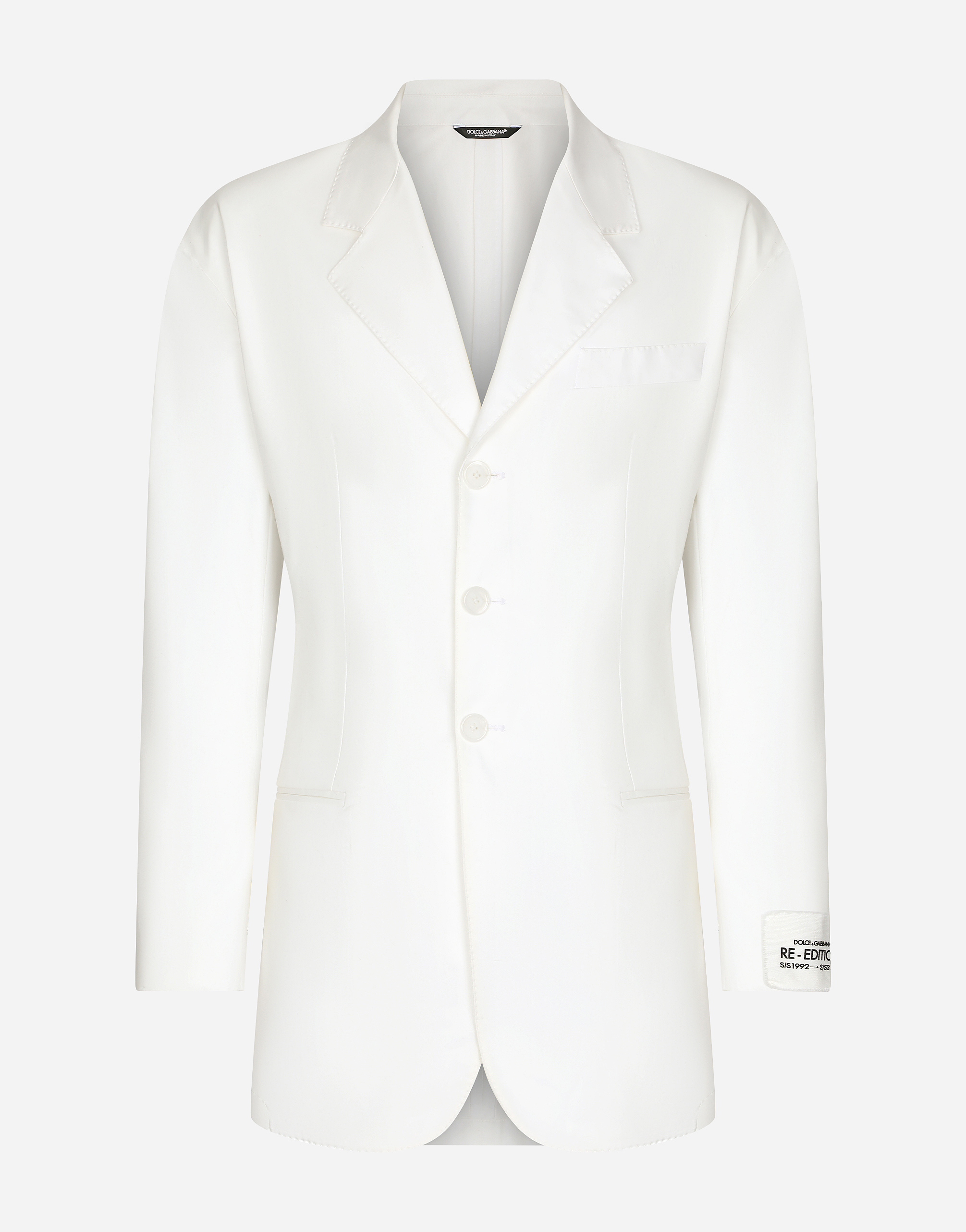Stretch cotton gabardine jacket in White