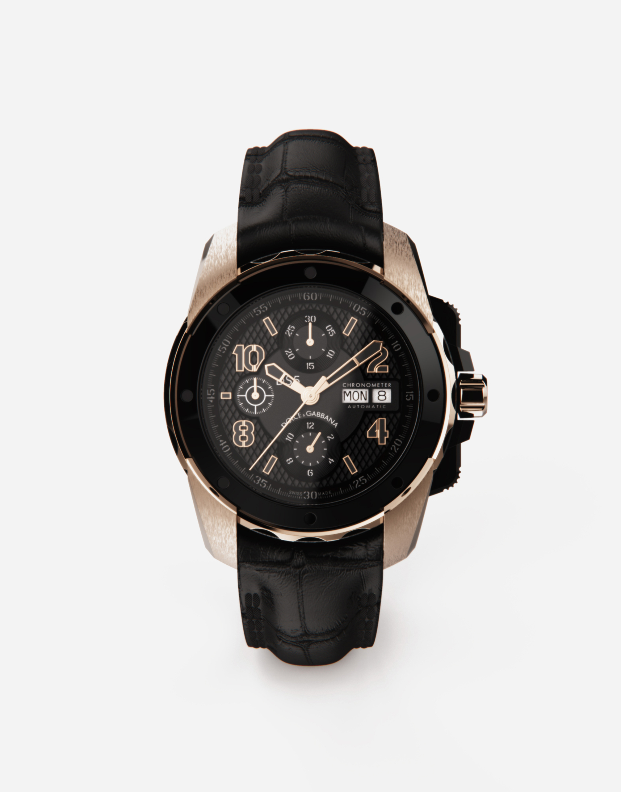 DS5 watch in red gold and steel with pvd coating in Black