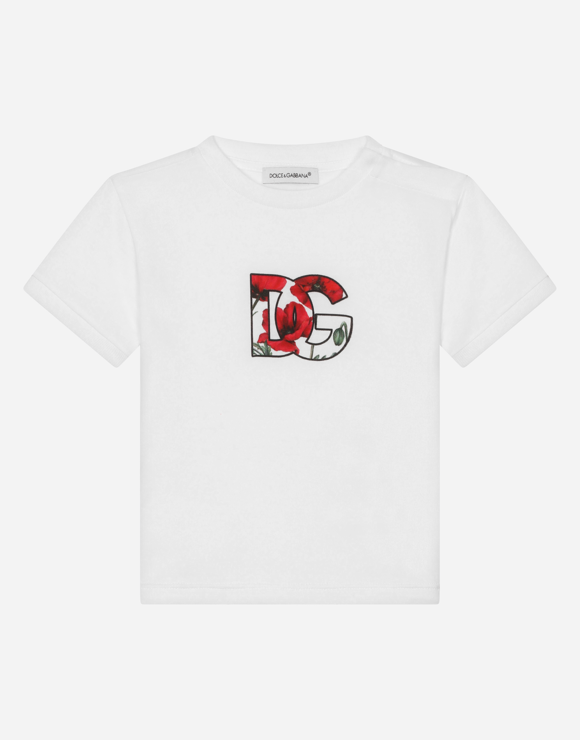 Jersey T-shirt with poppy DG logo print in Multicolor