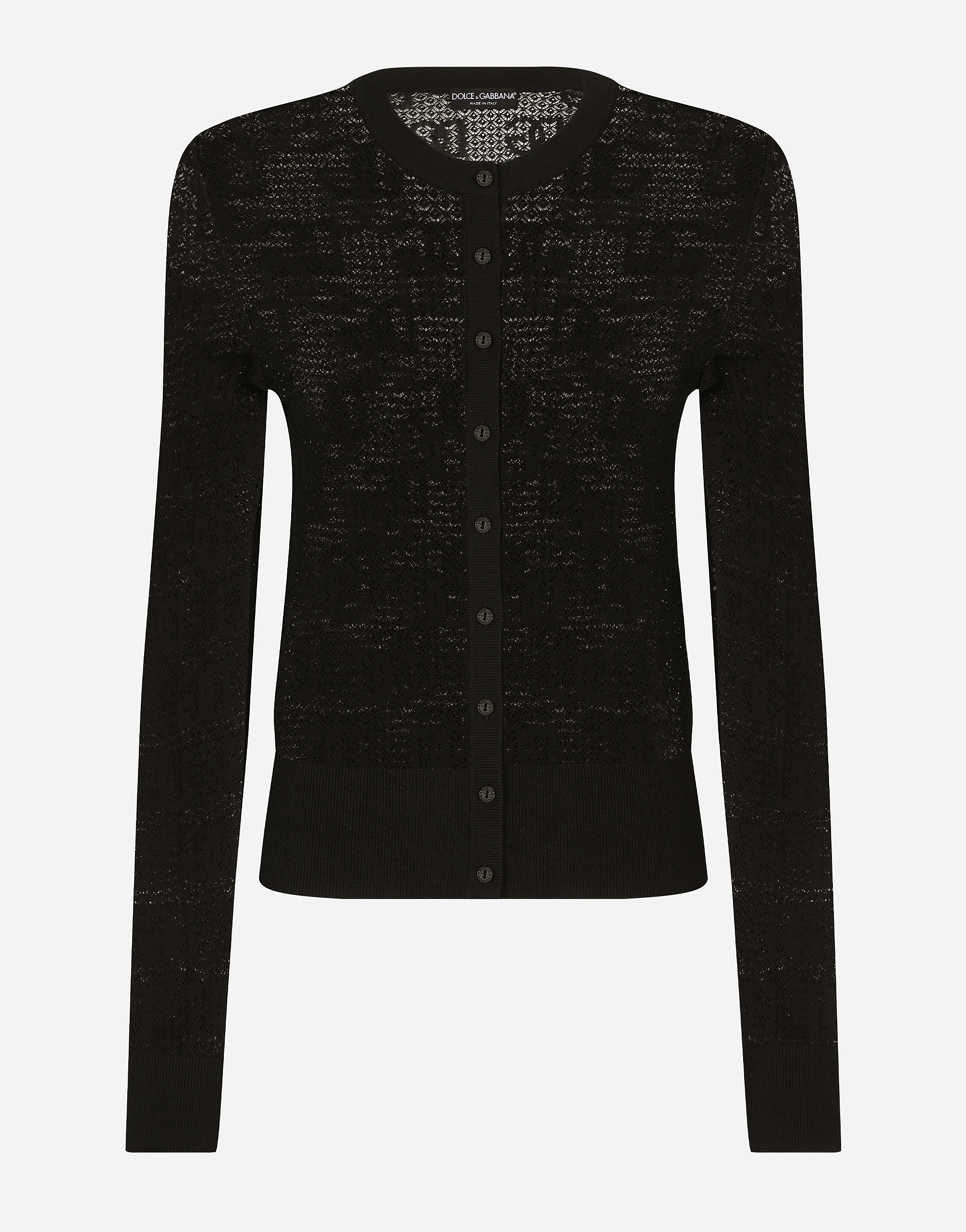 Viscose cardigan with all-over DG logo in Black