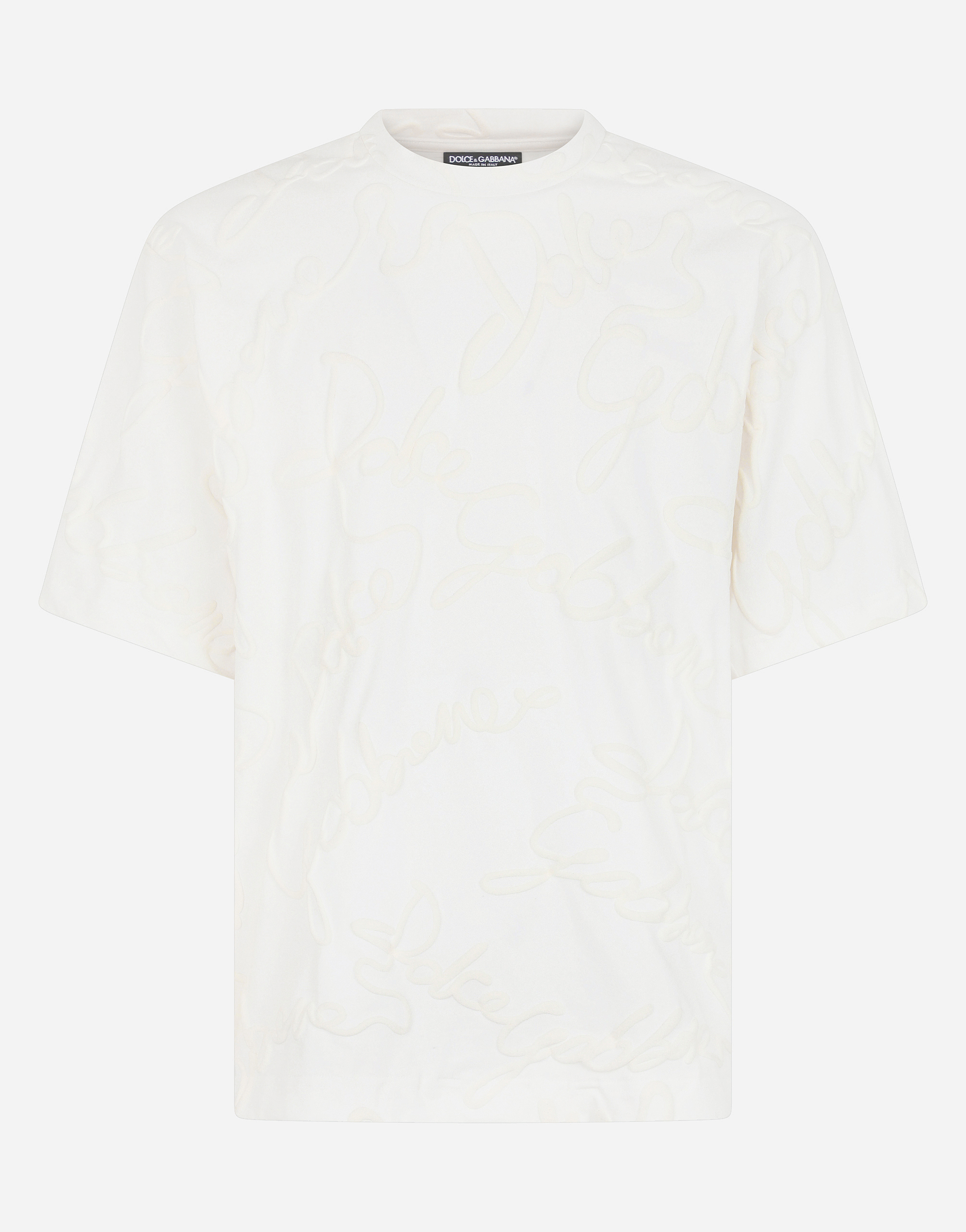 Jersey T-shirt with rubberized Dolce&Gabbana logo in White
