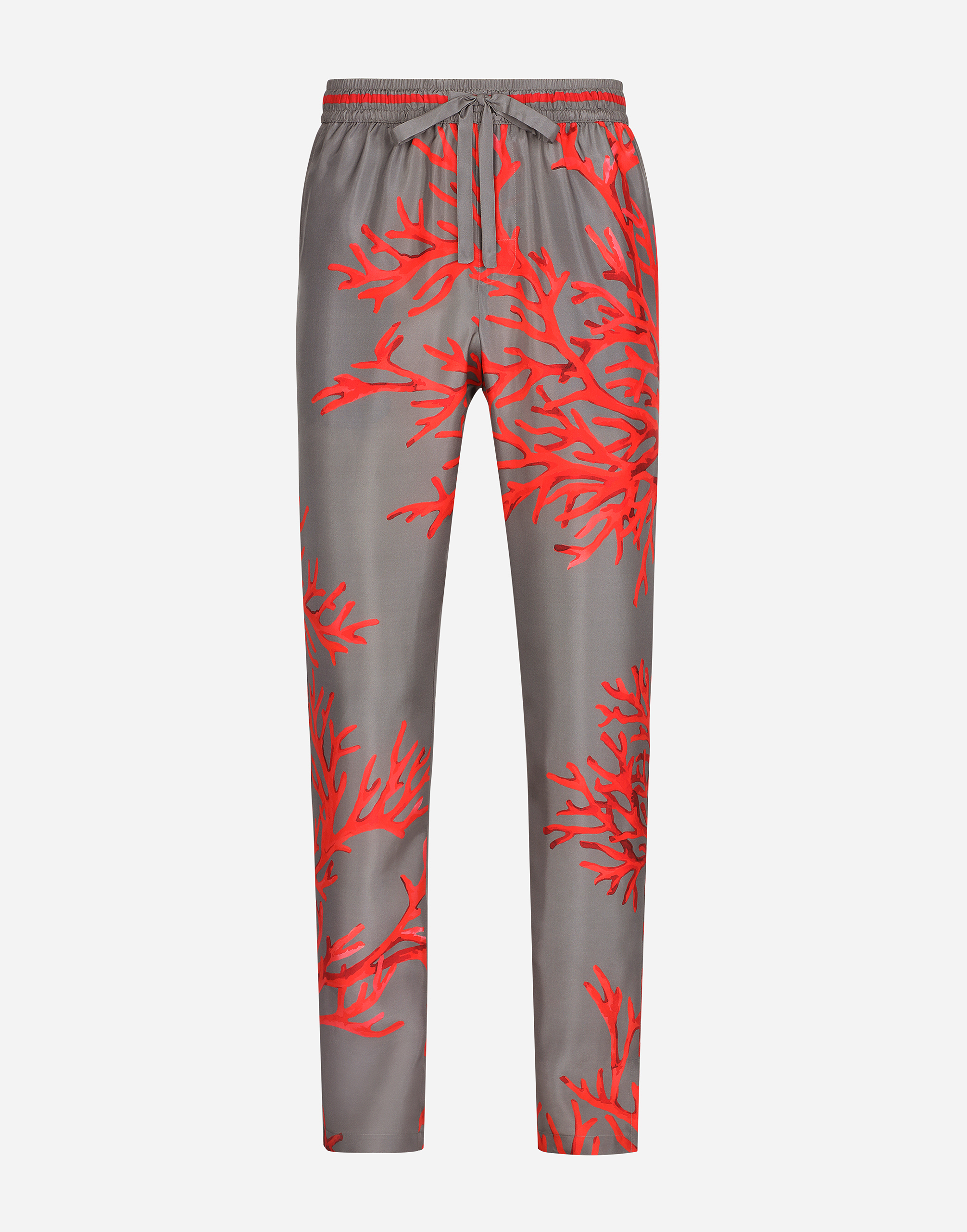 Coral-print silk jogging pants in Multicolor