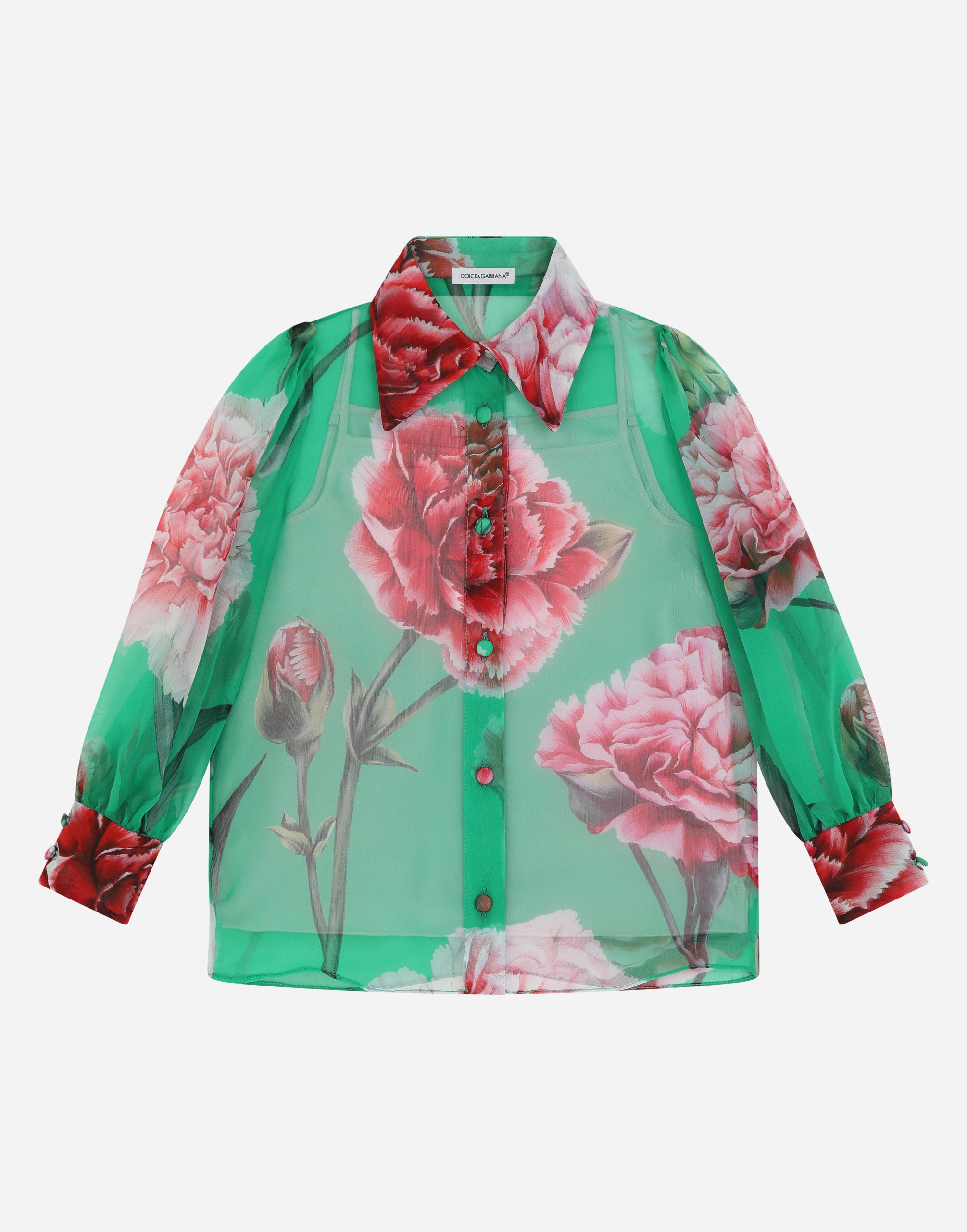 Carnation-print chiffons shirt in Multicolor
