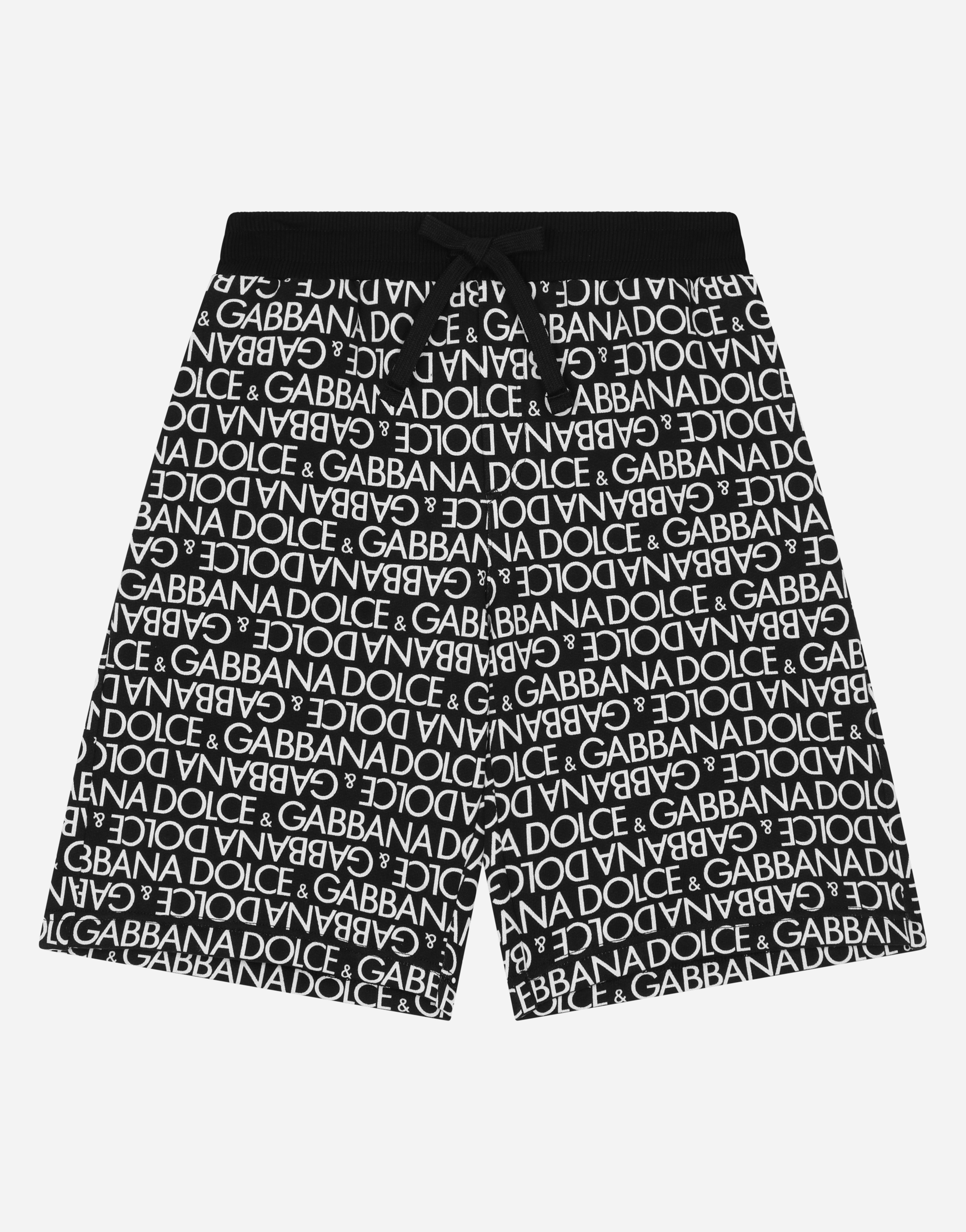 Dolce & Gabbana Cotton Jogging Shorts With The All-over Logo Print In Multicolor