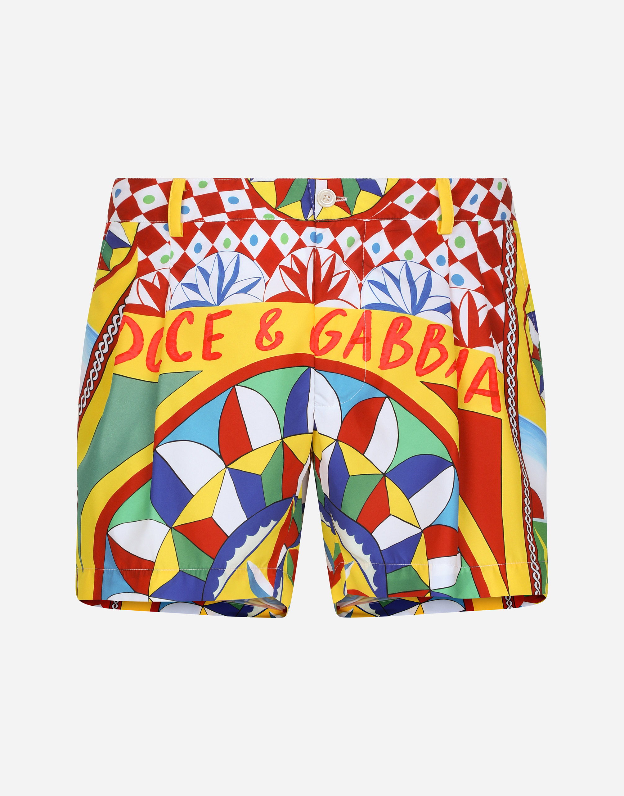 Short swim trunks with Carretto print in Red