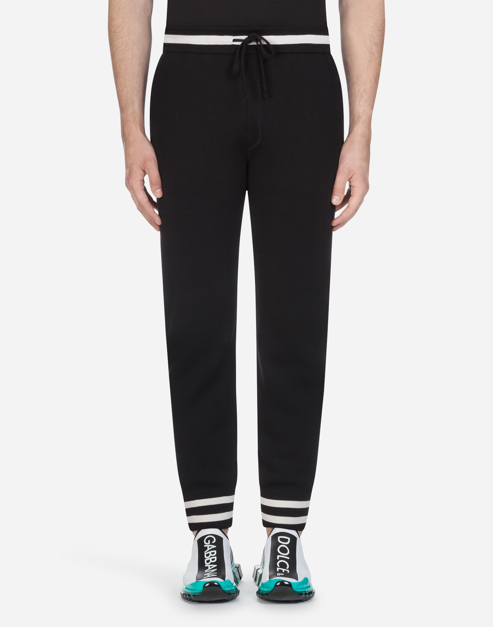 DOLCE & GABBANA KNIT JOGGING trousers WITH EMBROIDERY