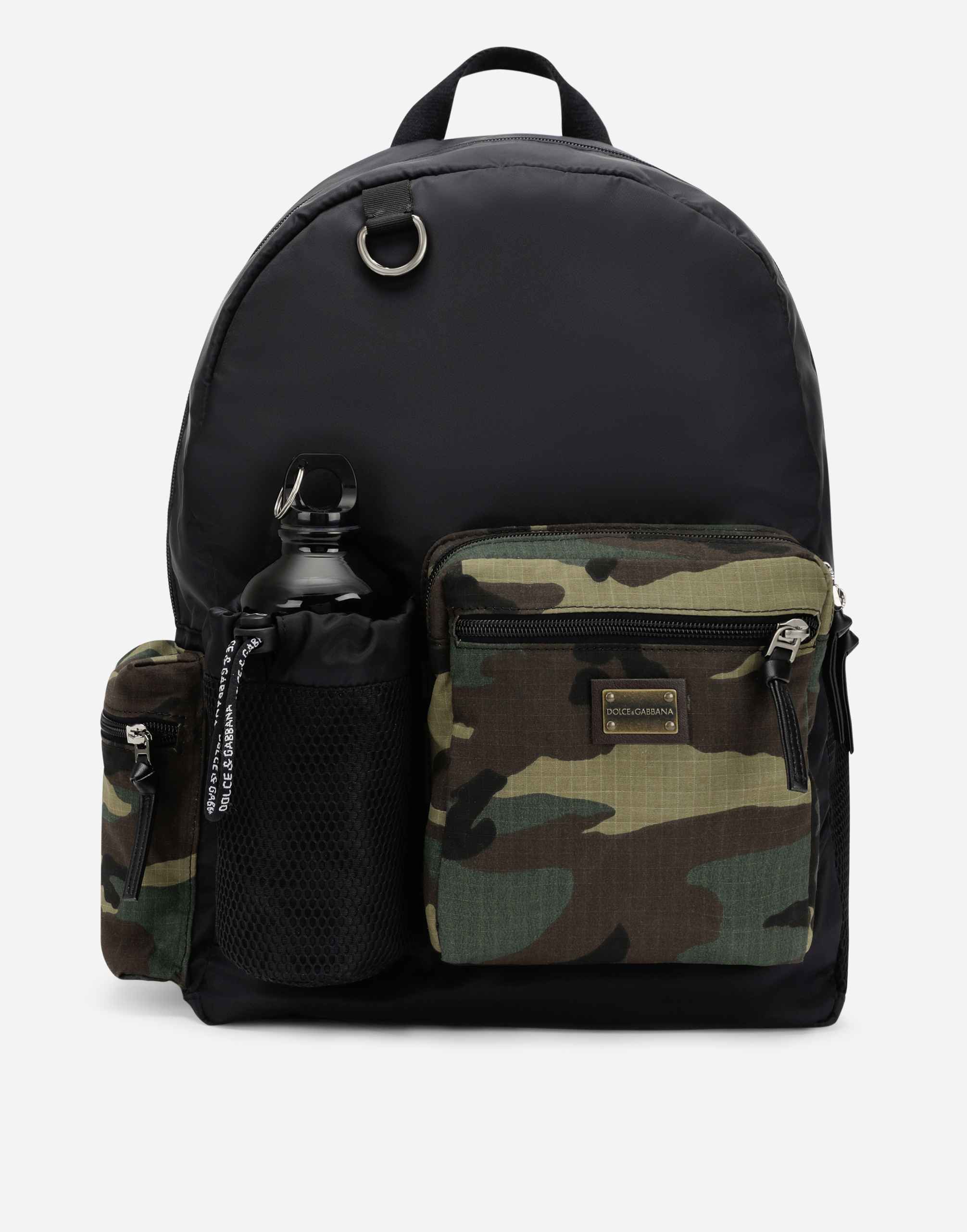 Nylon backpack with camouflage details in Multicolor