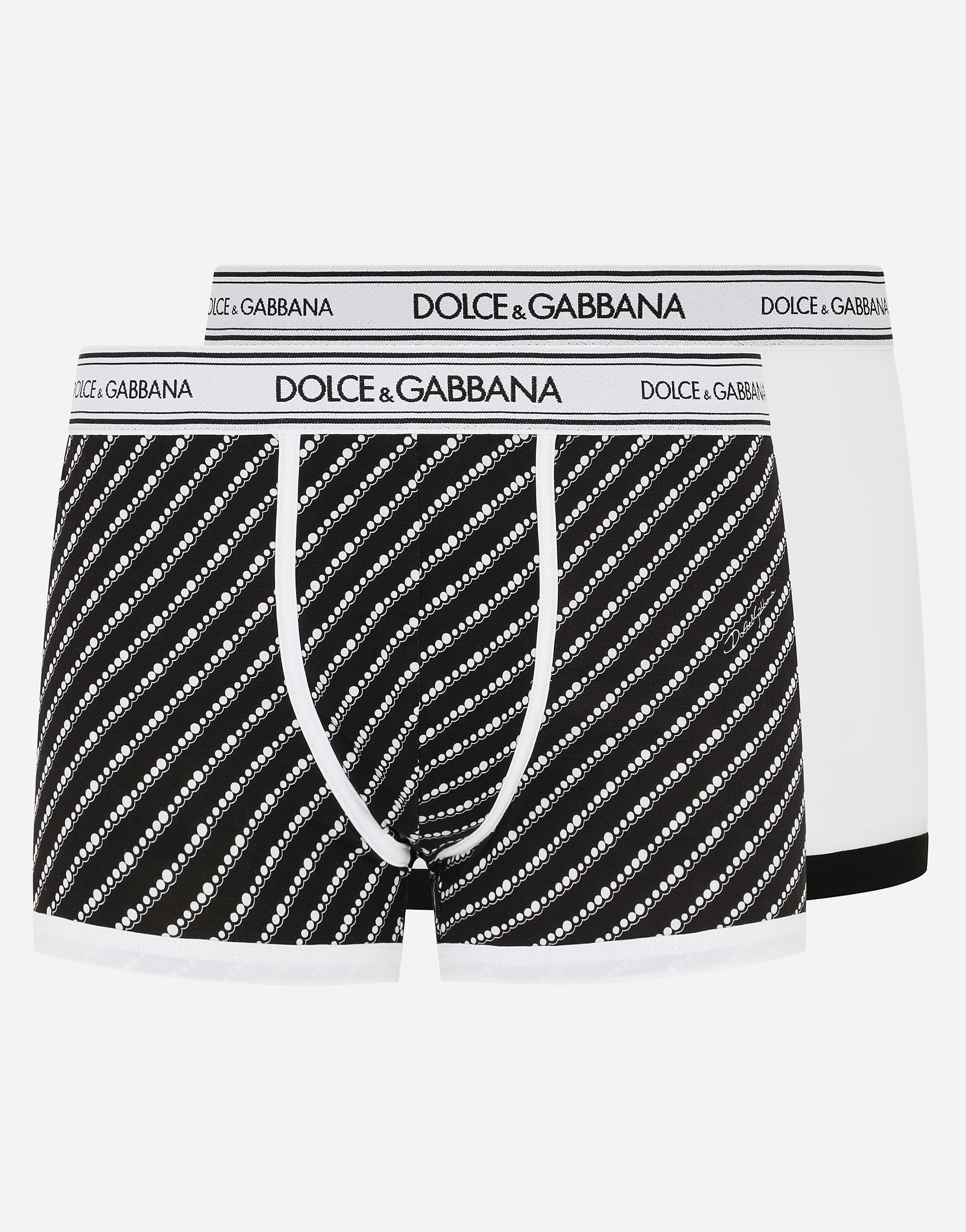 Two-pack plain and printed stretch cotton boxers in Multicolor
