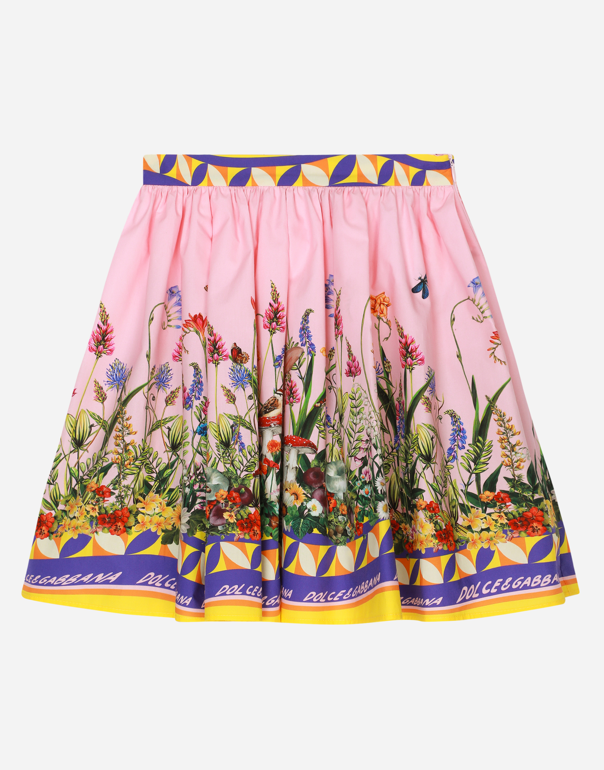 Rabbit-print poplin midi skirt in Multicolor