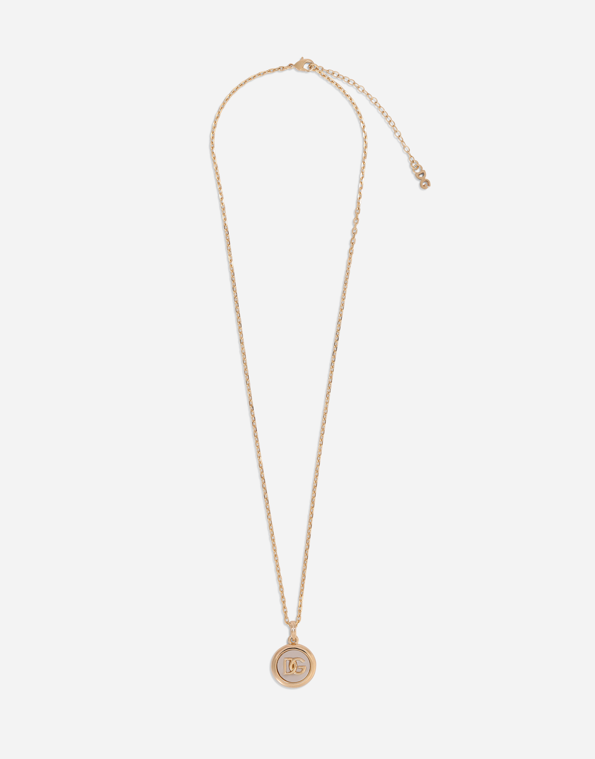 Necklace with mother-of-pearl DG logo pendant in Gold