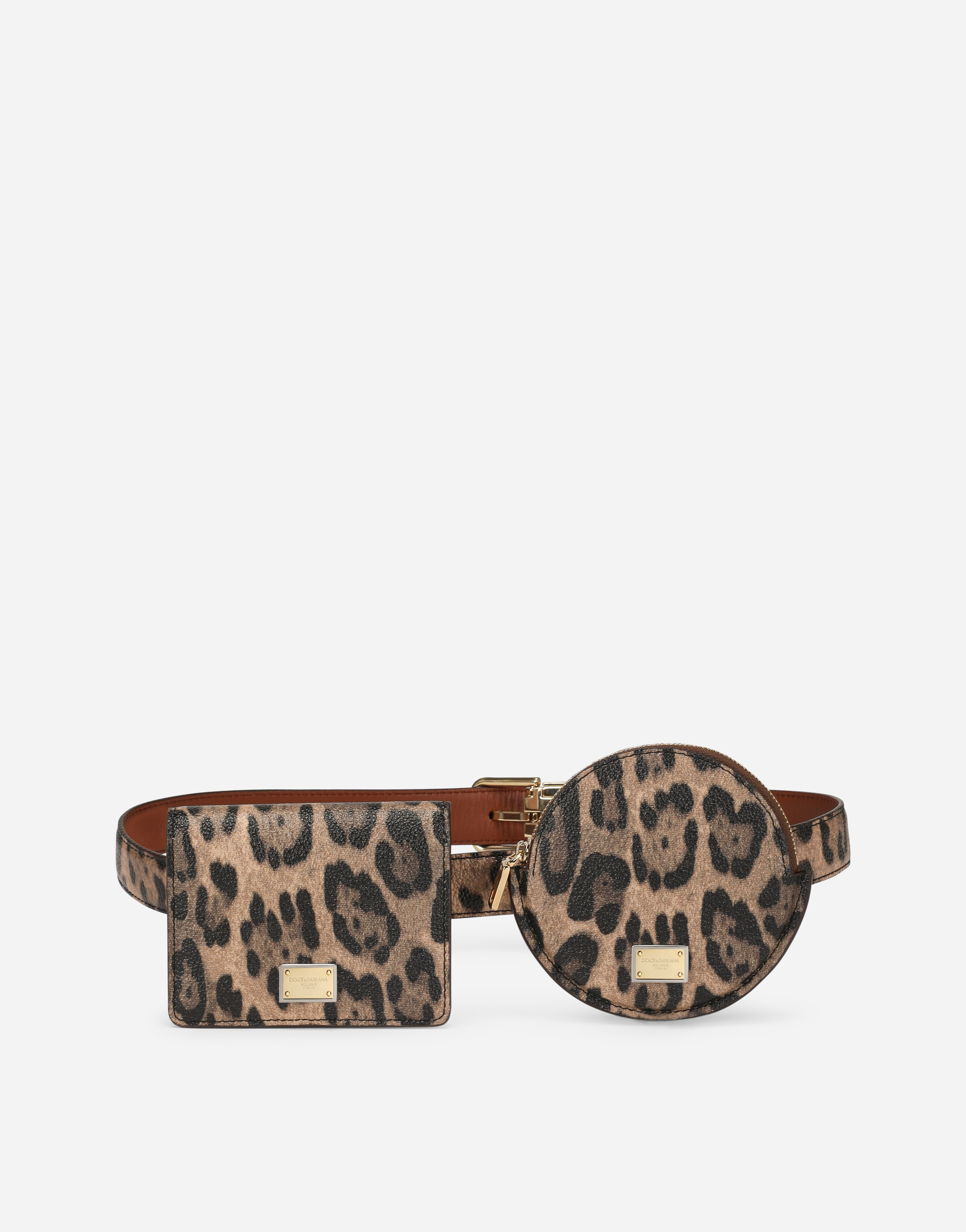 Leopard-print Crespo belt with mini bags in Multicolor