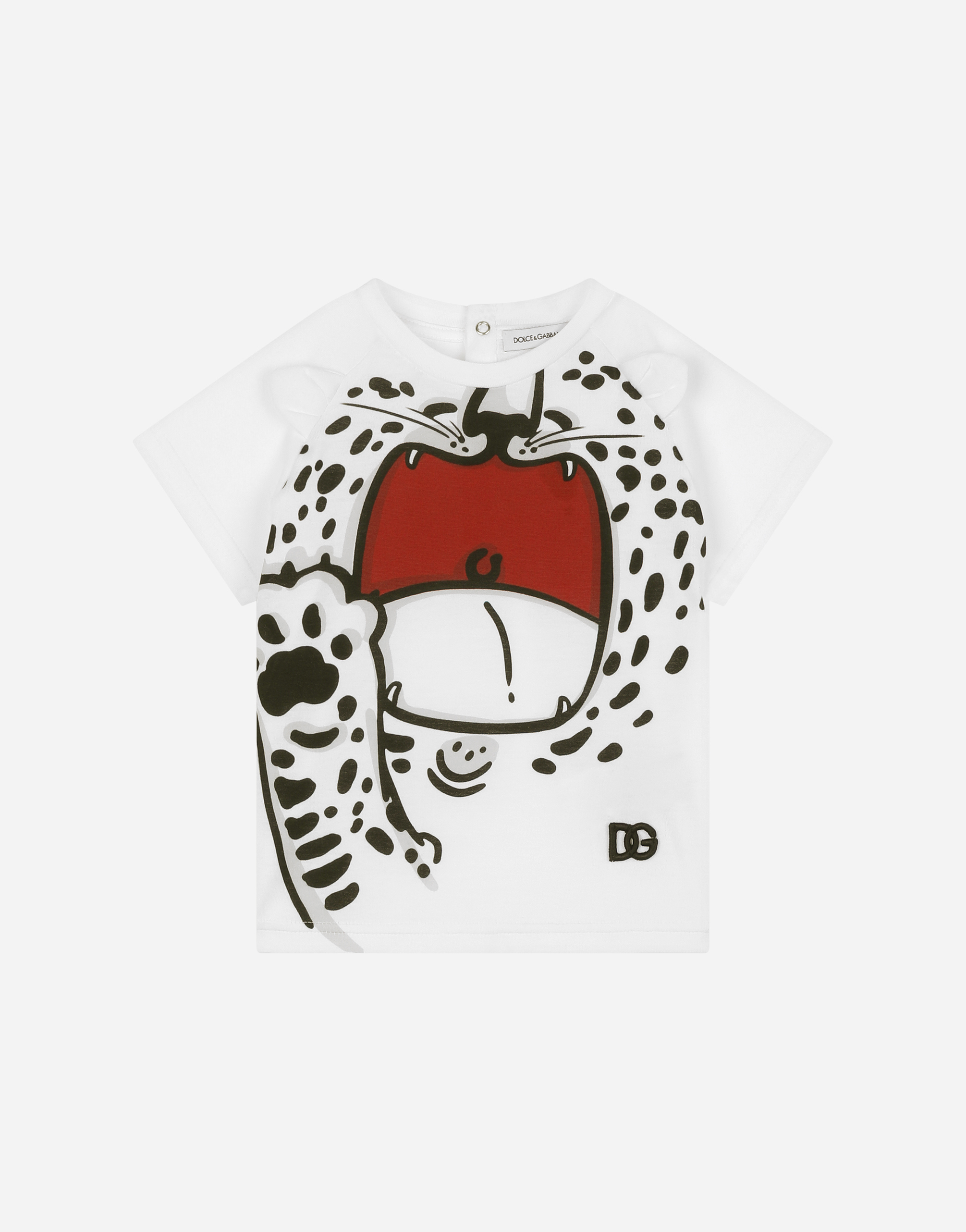 Jersey T-shirt with mini-leopard print in Multicolor