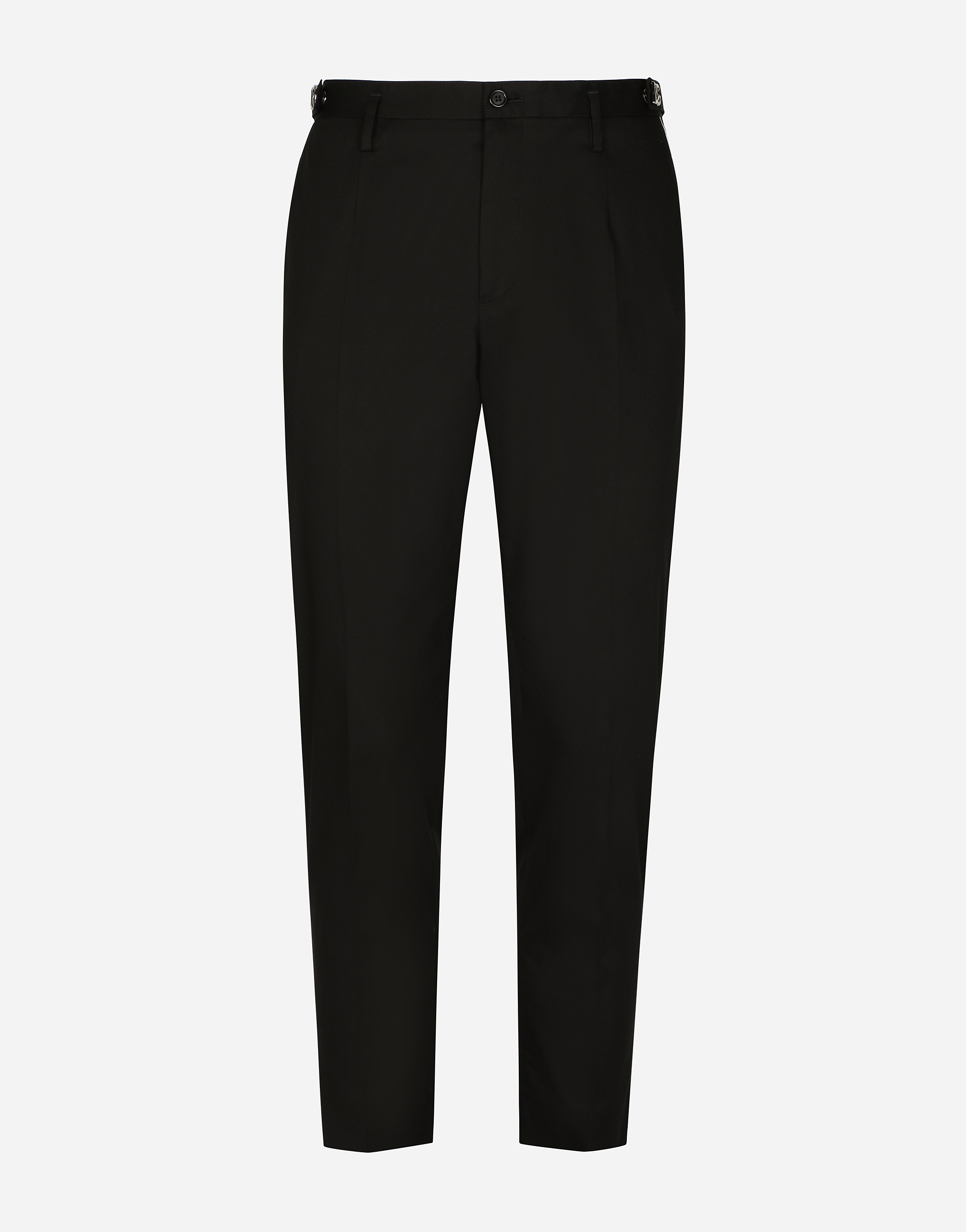 Stretch cotton pants with DG hardware in Black
