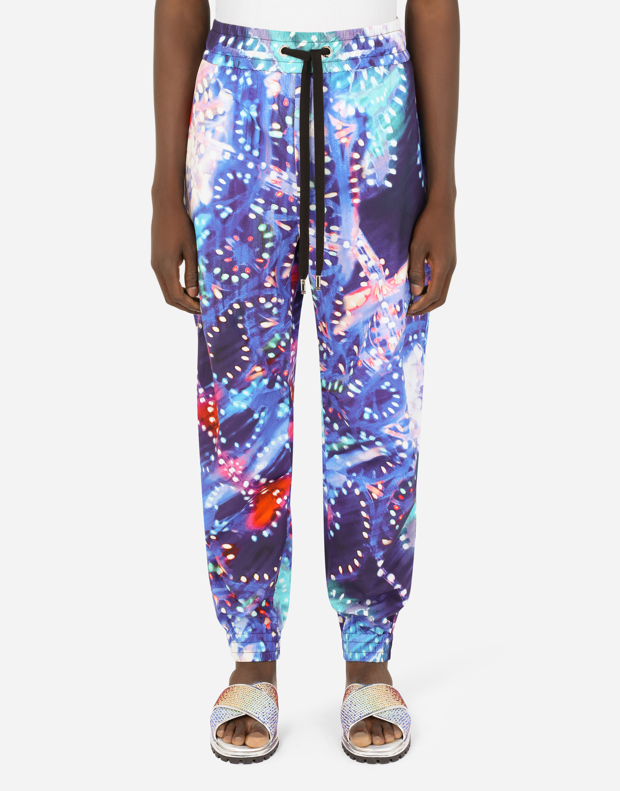 Cotton jogging pants with illumination print in Multicolor