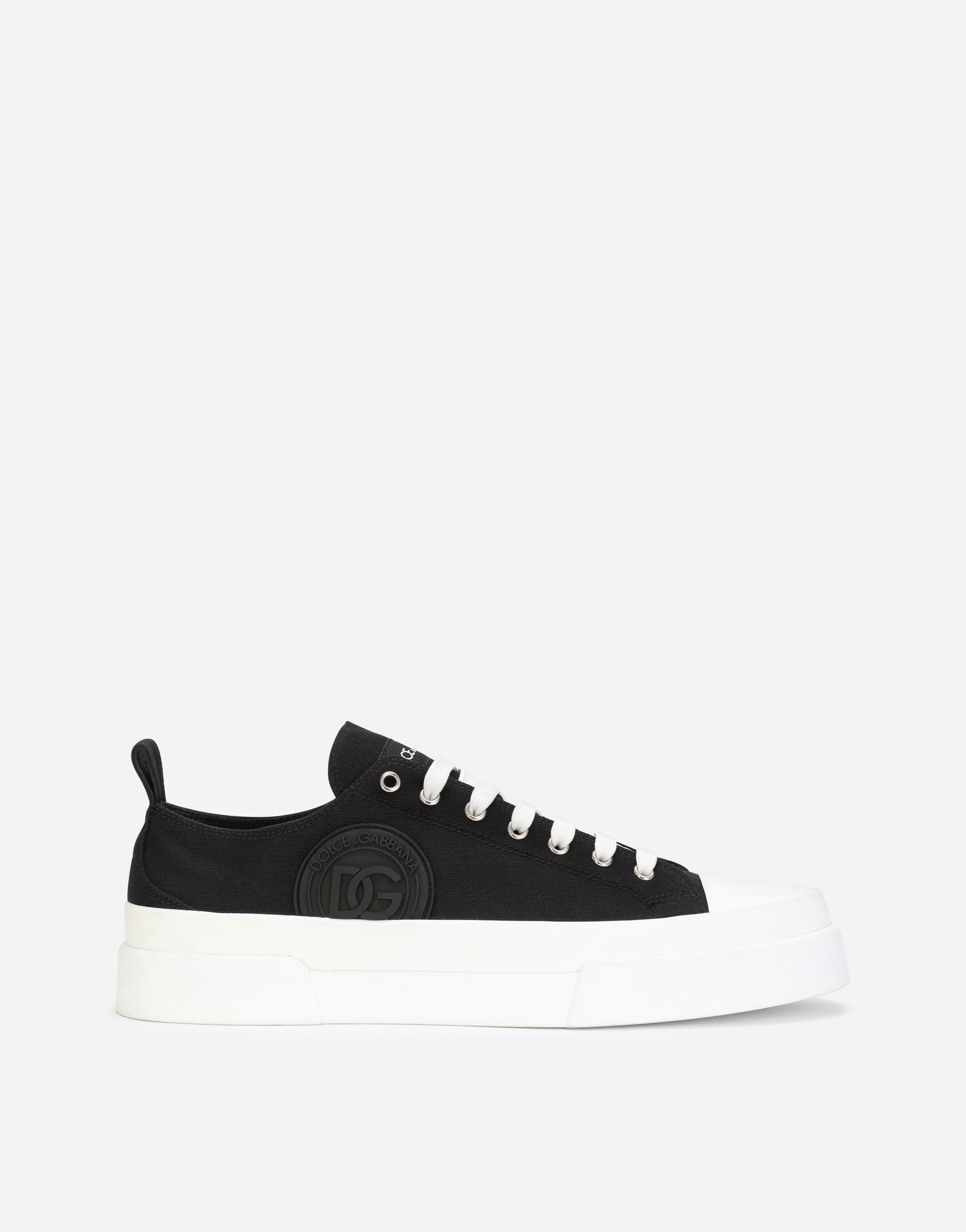 Canvas Portofino Light sneakers with DG logo in White/Black
