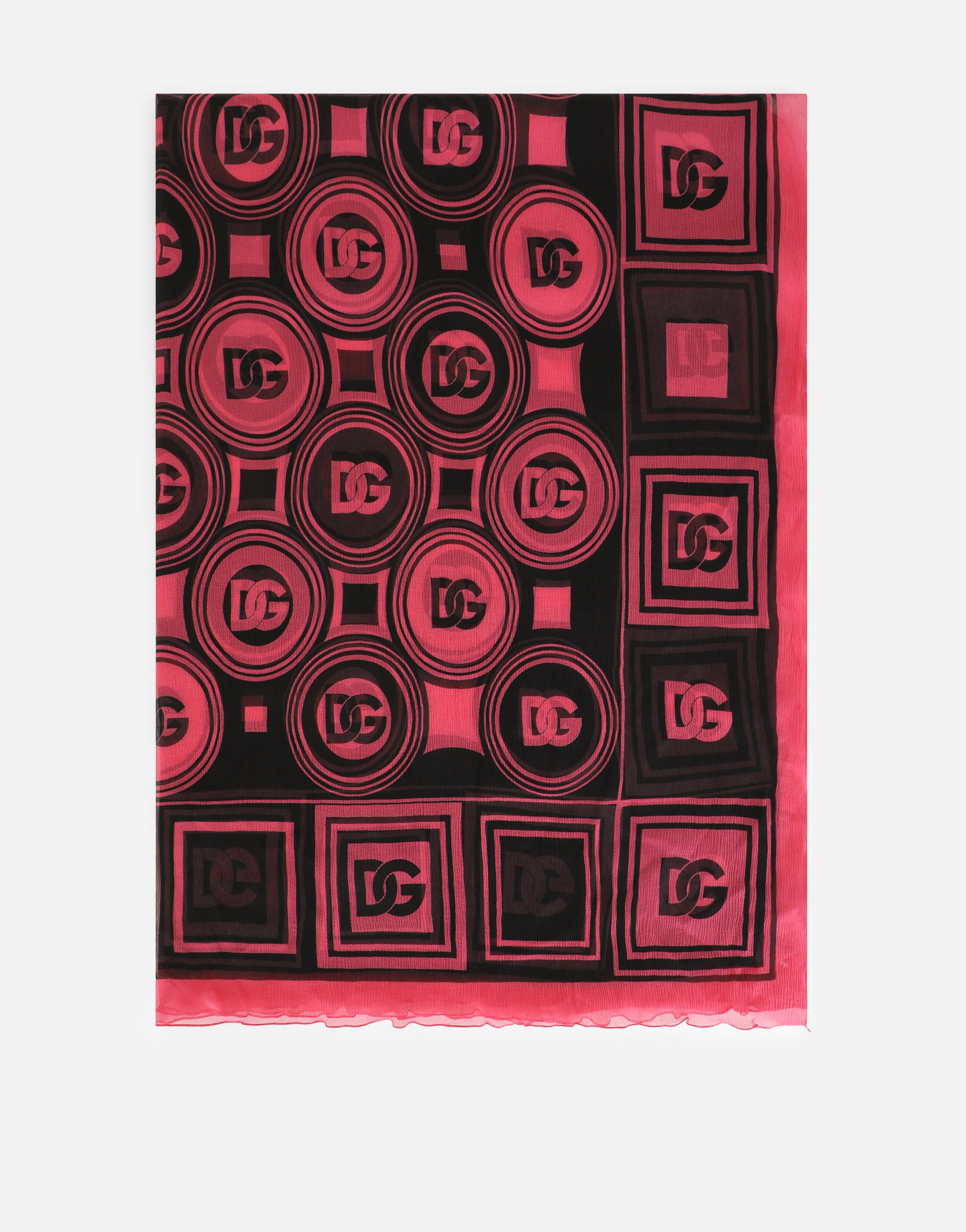 Crepon scarf with DG logo print (120 x 200) in Multicolor