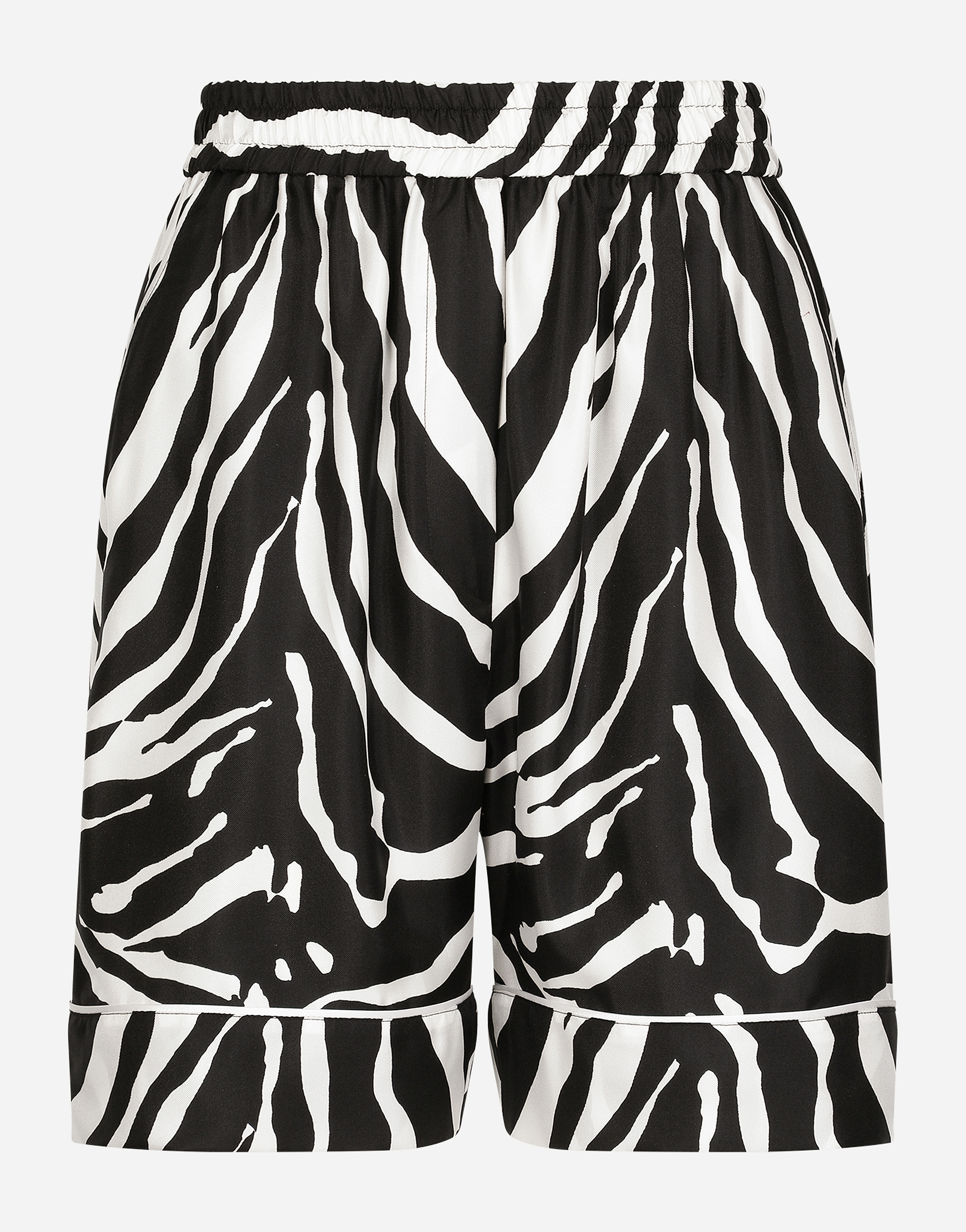 Zebra-print twill pajama shorts in Multicolor