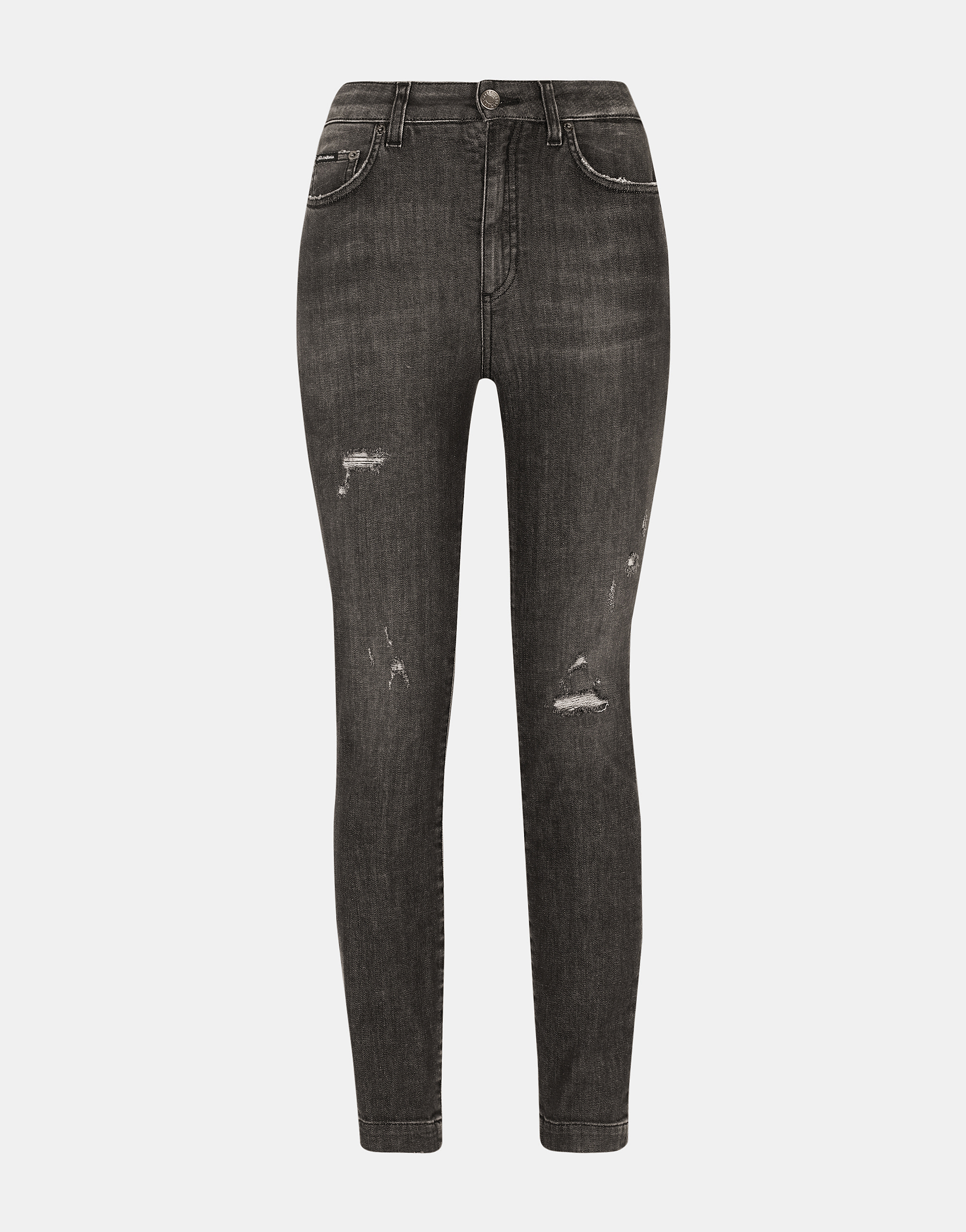 Deep blue denim Audrey jeans with ripped details in Multicolor