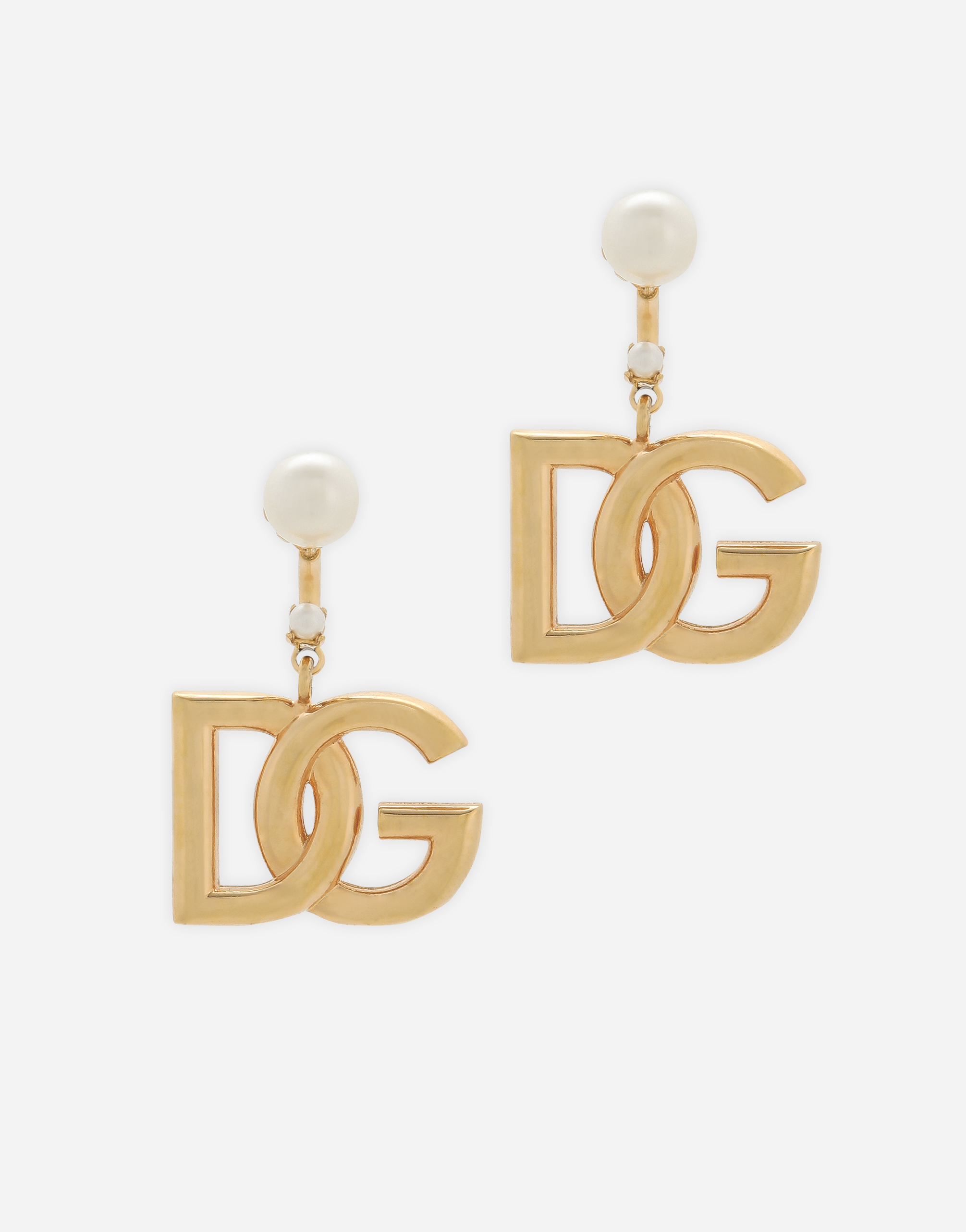 Earrings with DG logo and pearls in Gold