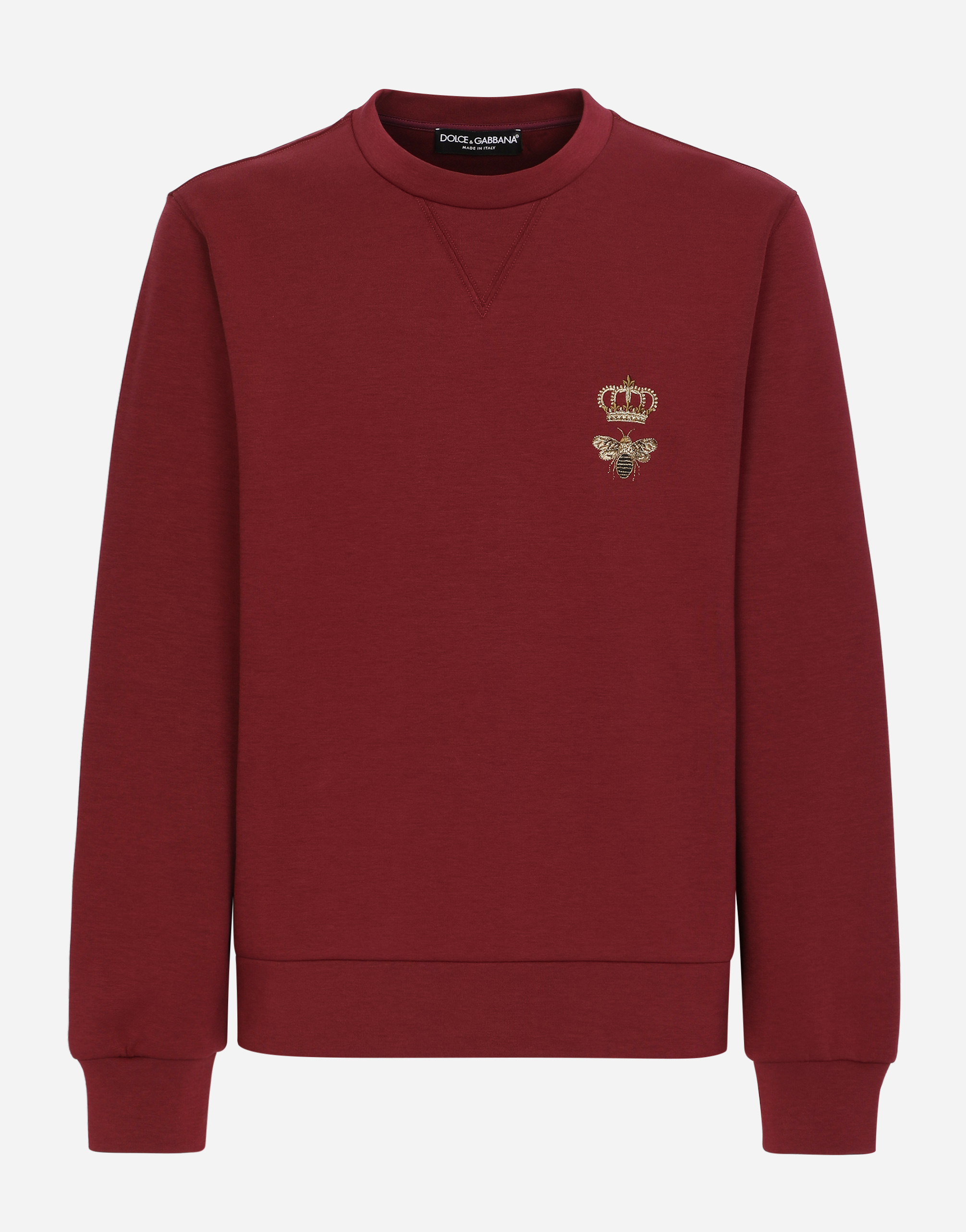 Cotton jersey sweatshirt with embroidery in Bordeaux