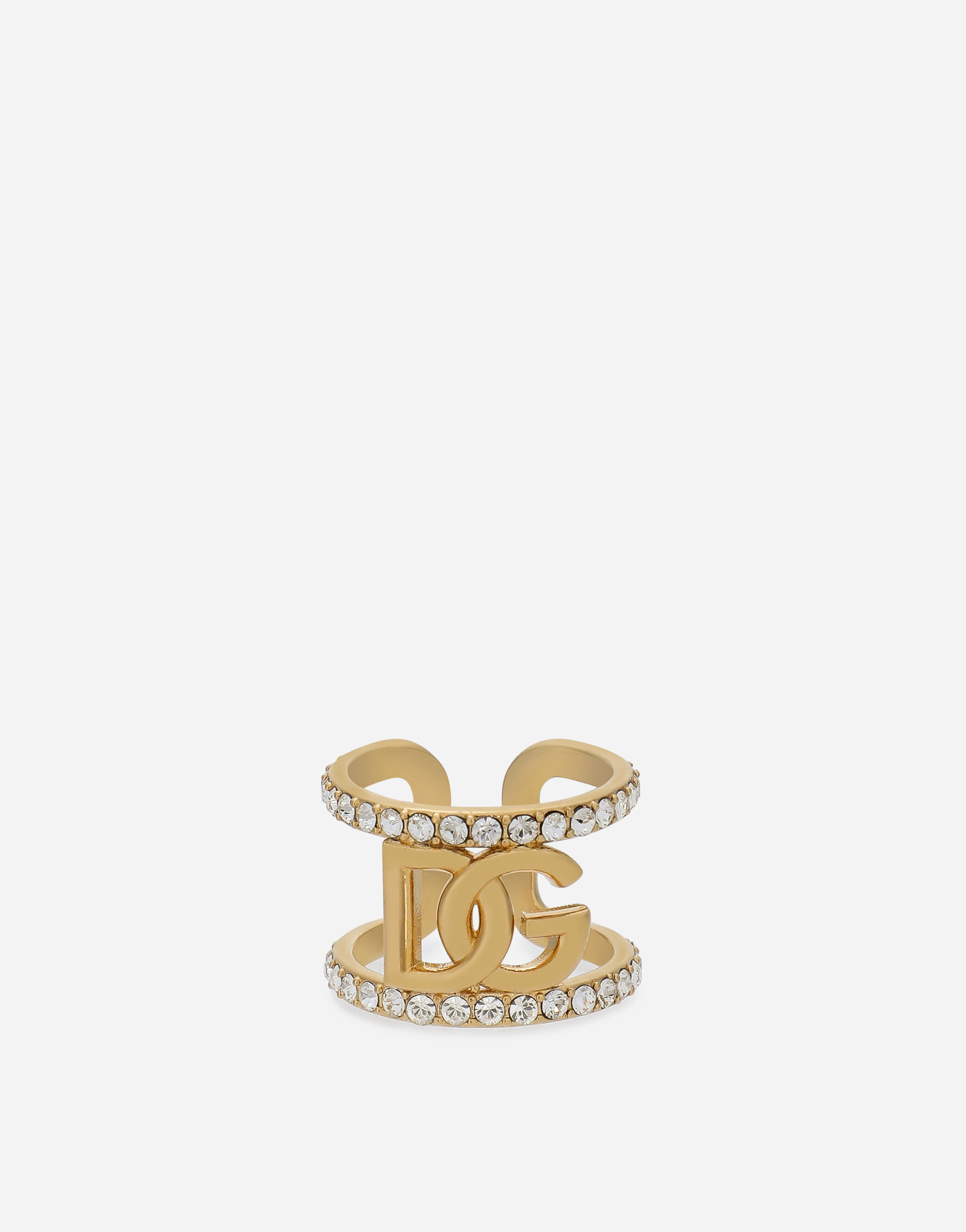 Ring with rhinestones and DG logo in Gold
