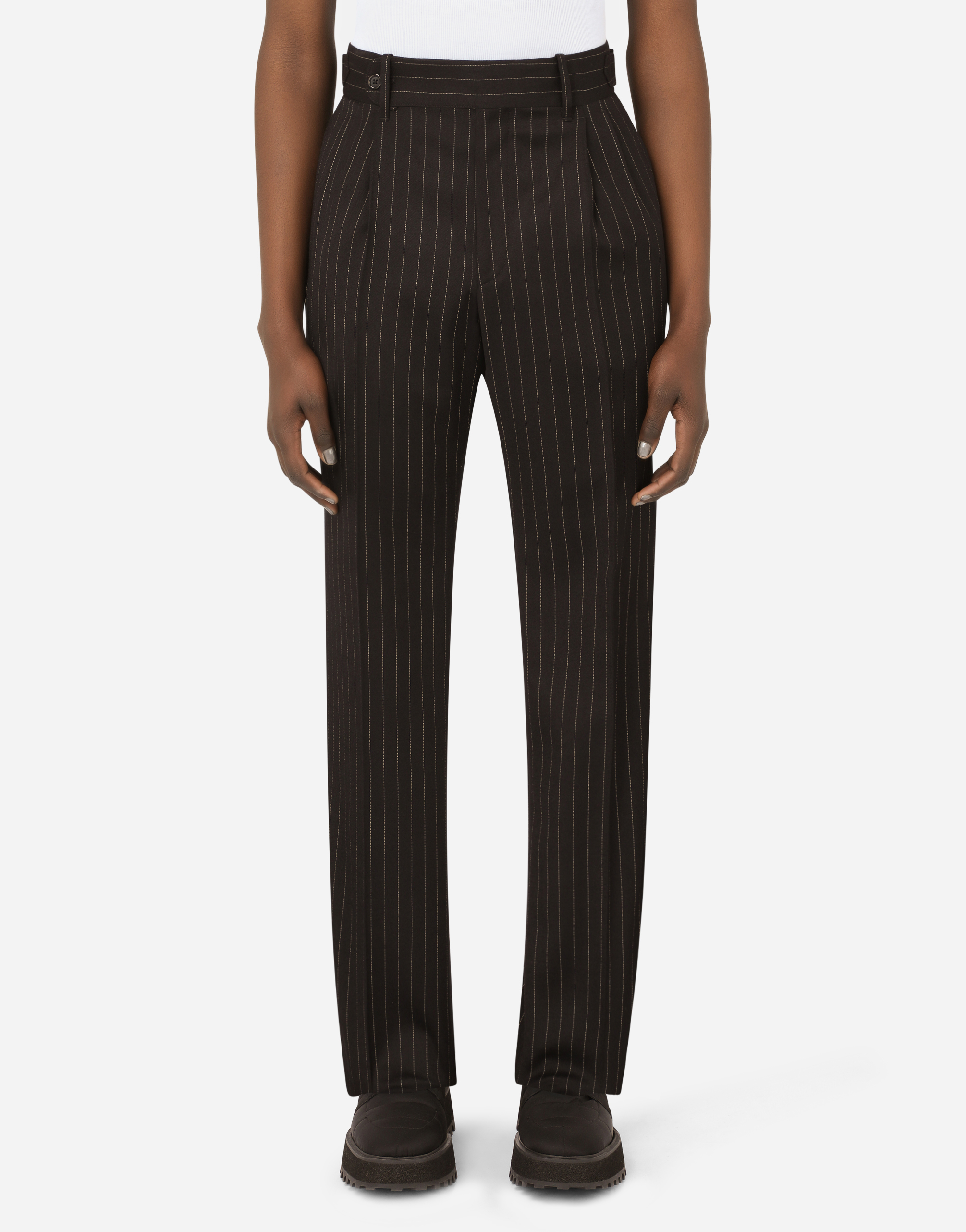Pinstripe stretch wool pants in Multicolor
