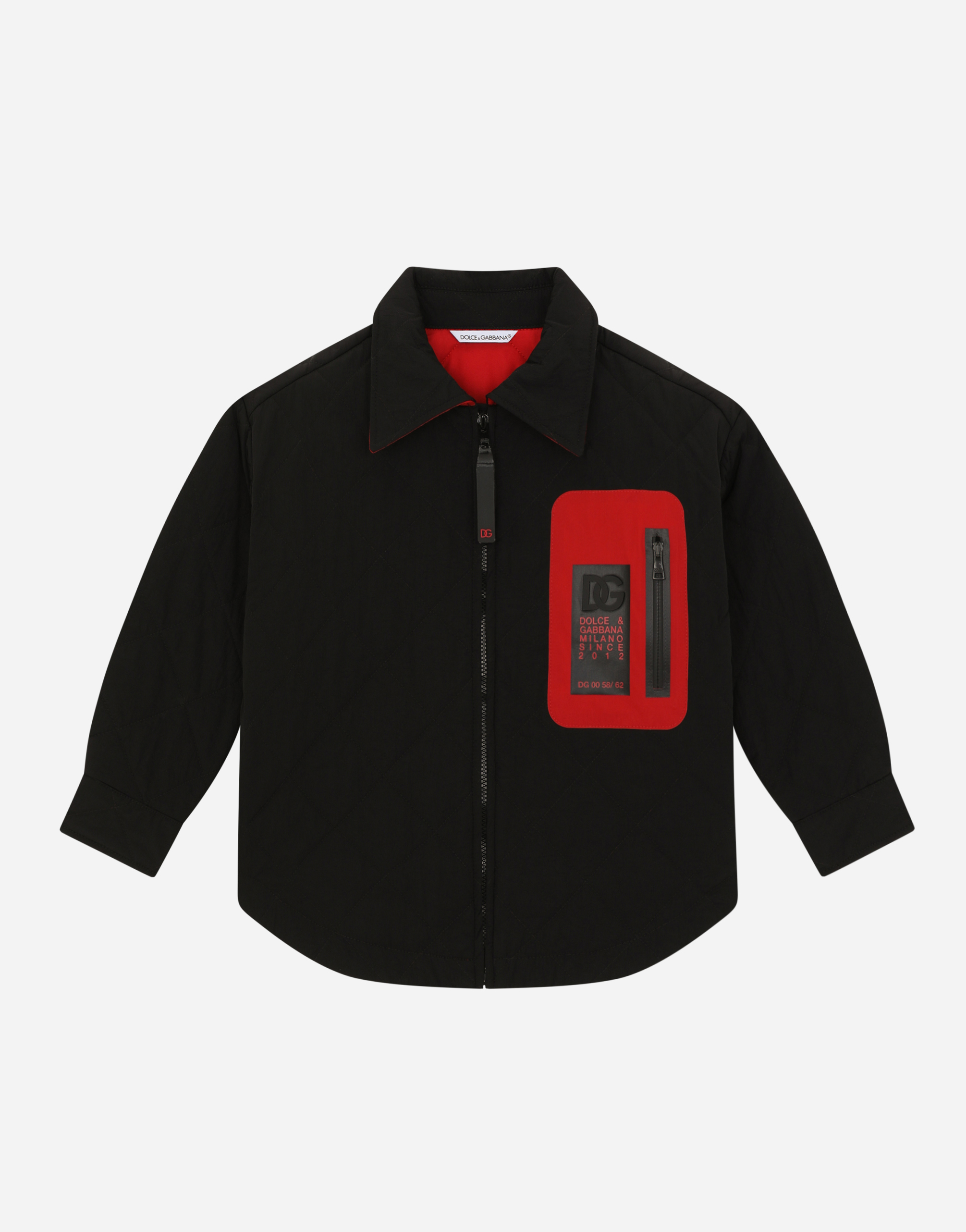 Nylon shirt jacket with logo patch in Black