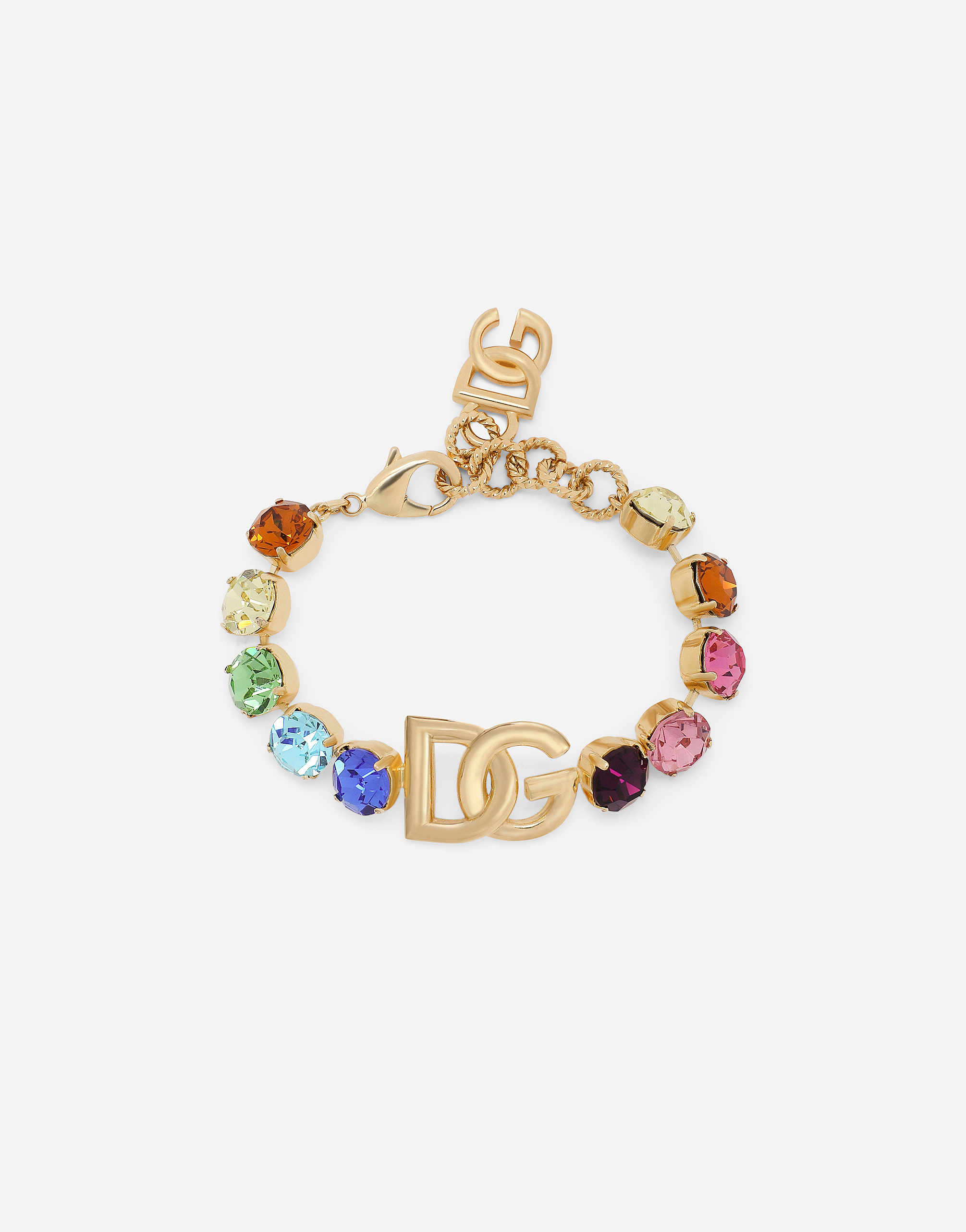 Bracelet with colorful rhinestones and DG logo in Multicolor