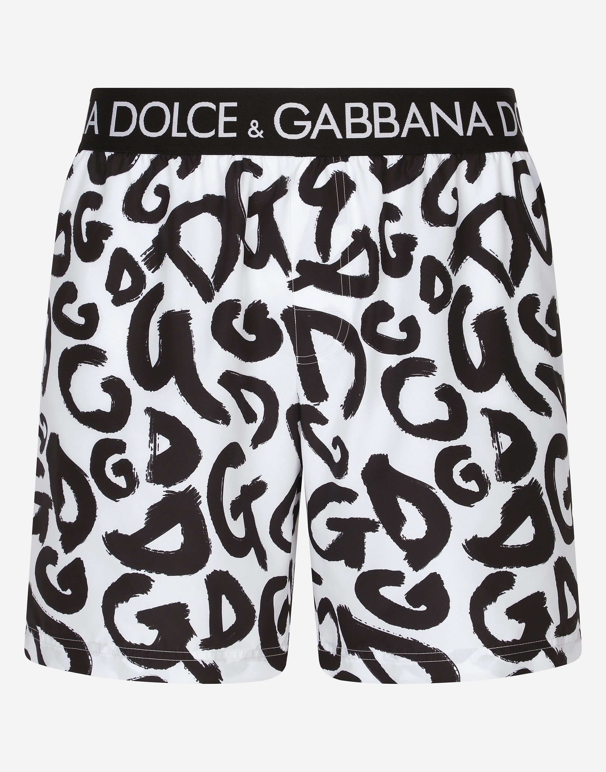 Mid-length swim trunks with all-over DG logo print in Multicolor