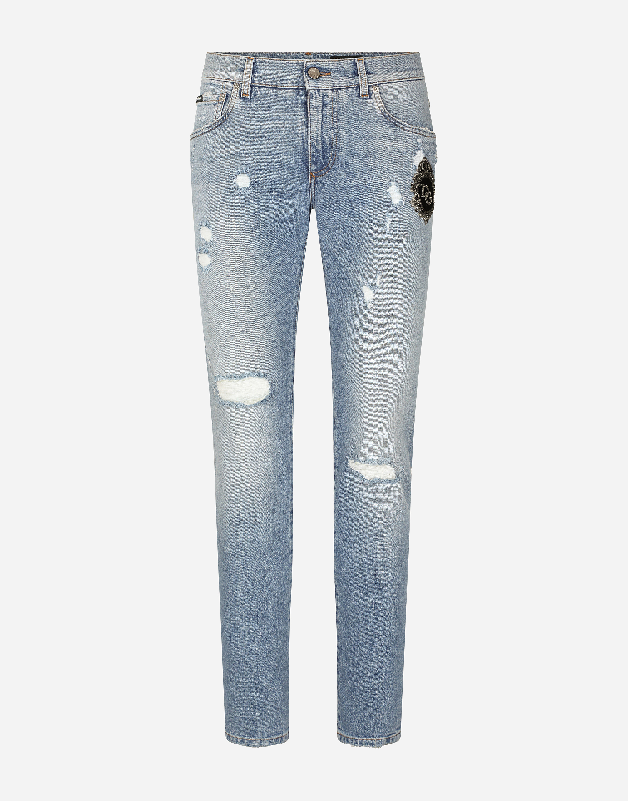 Stretch skinny jeans with patch in Blue